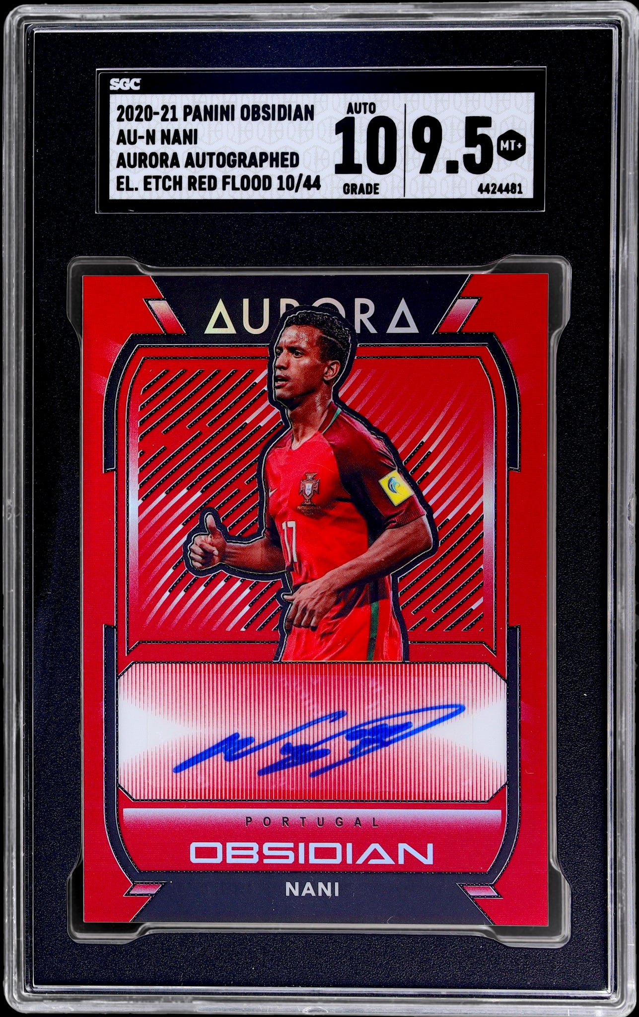 2020 Panini Obsidian Aurora Auto Electric Etch Red Flood Nani #26 /44 SGC 9.5