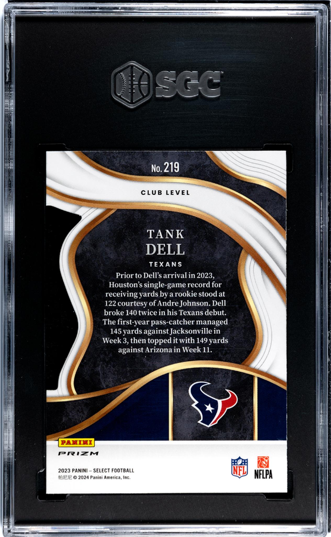 2023 Panini Select Red/Yellow Die-Cut Prizm Tank Dell #219 RC SGC 9.5