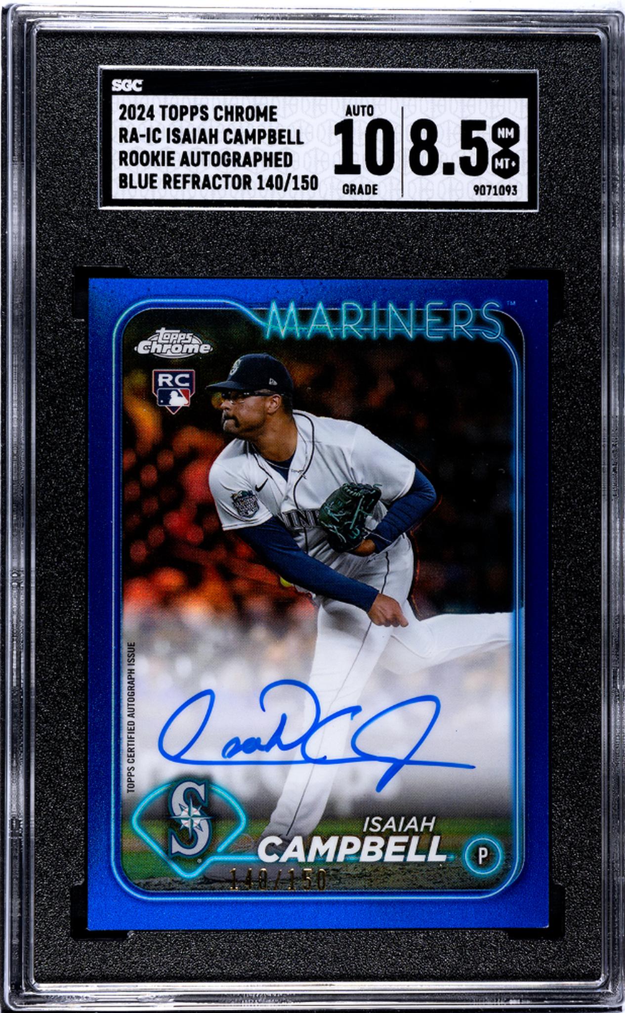 2024 Topps Chrome #RA-IC Isaiah Campbell Rk. Auto. Blue Ref. 140/150 SGC 8.5