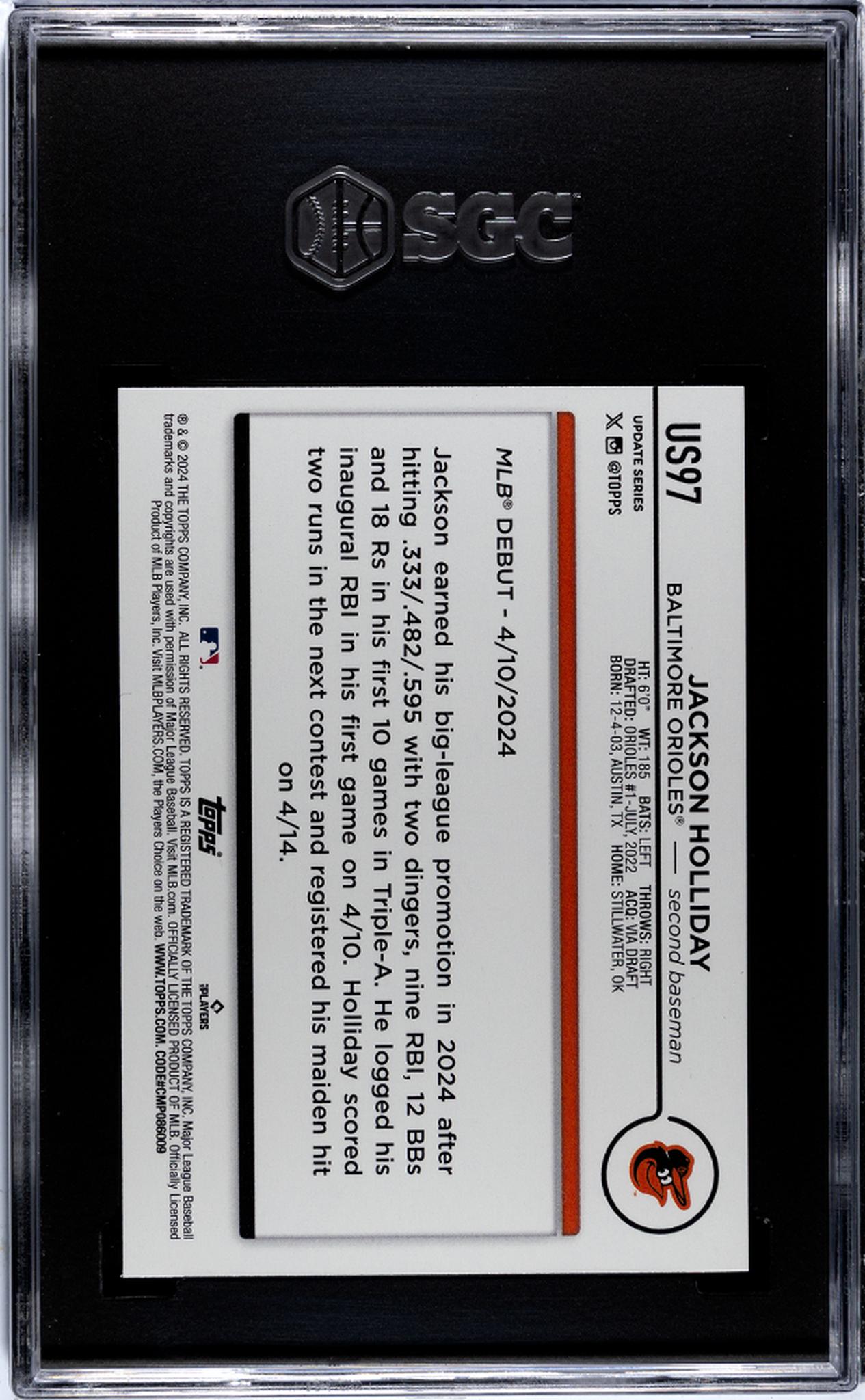 2024 Topps Update #US97 Jackson Holliday SGC 8.5