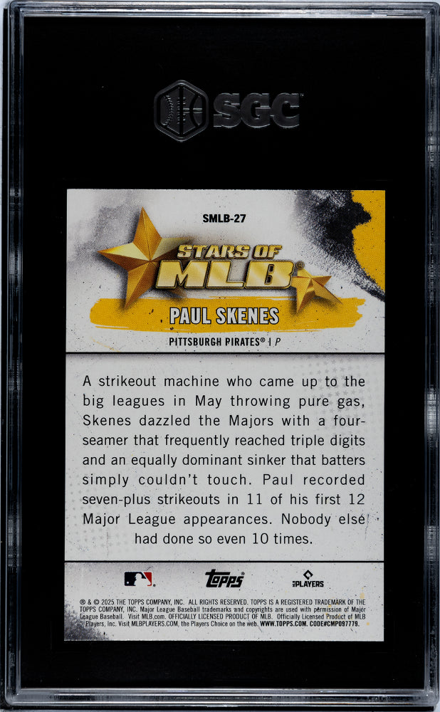 2025 Topps #SMLB-27 Paul Skenes Stars of MLB SGC 10