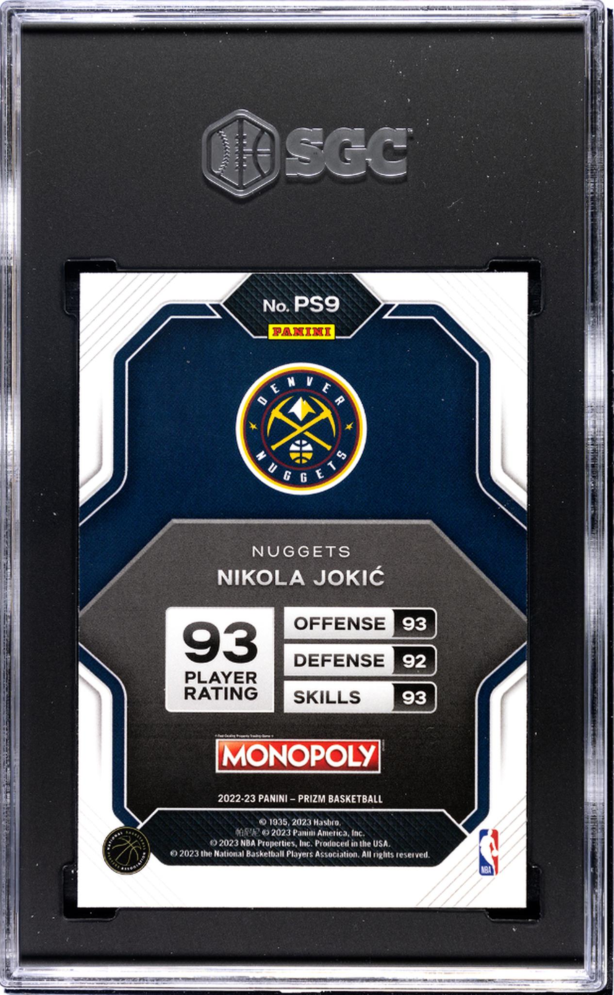 2022 Panini Prizm Monopoly Nikola Jokic #PS9 SGC 9