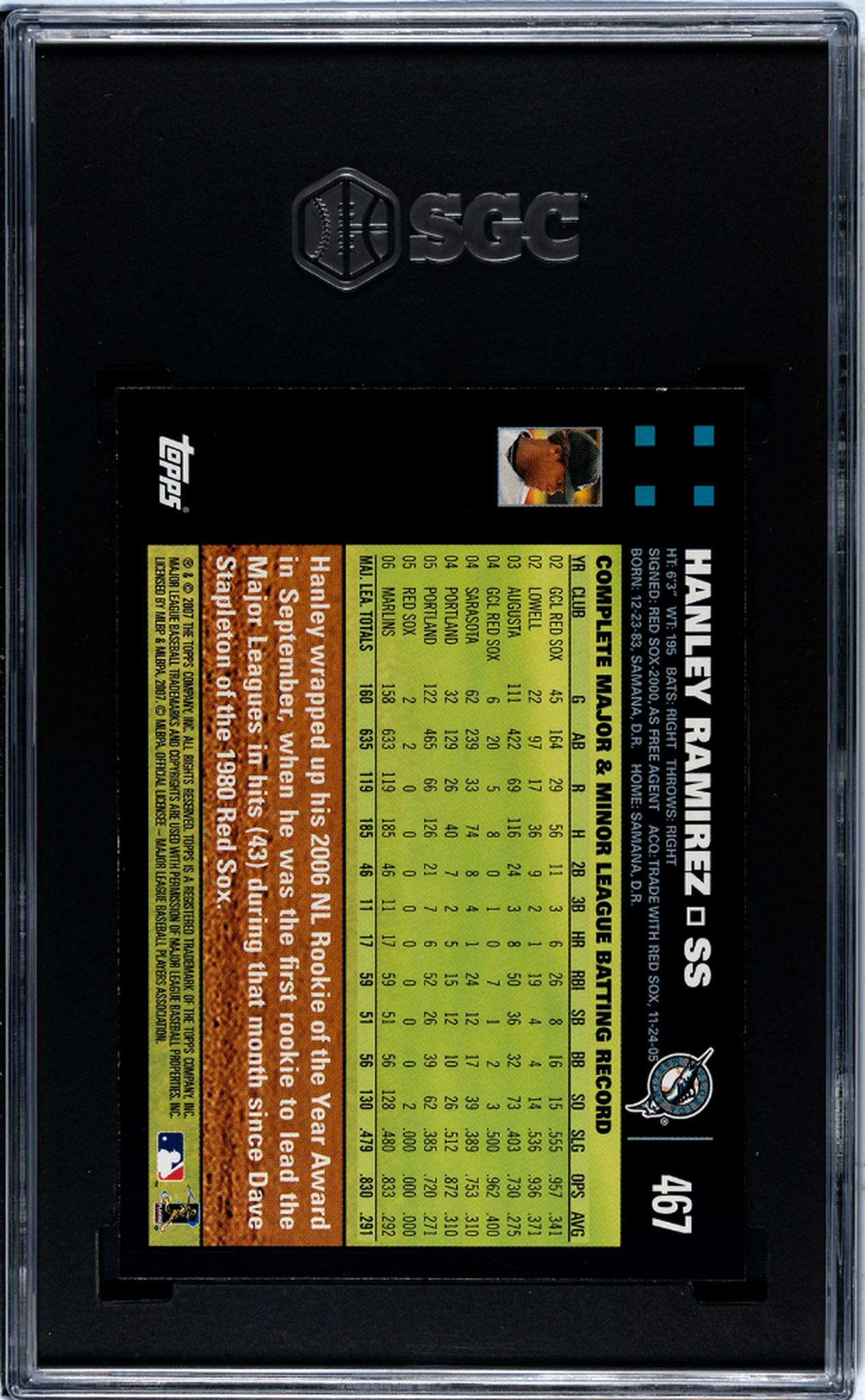2007 Topps #467 Hanley Ramirez SGC 8