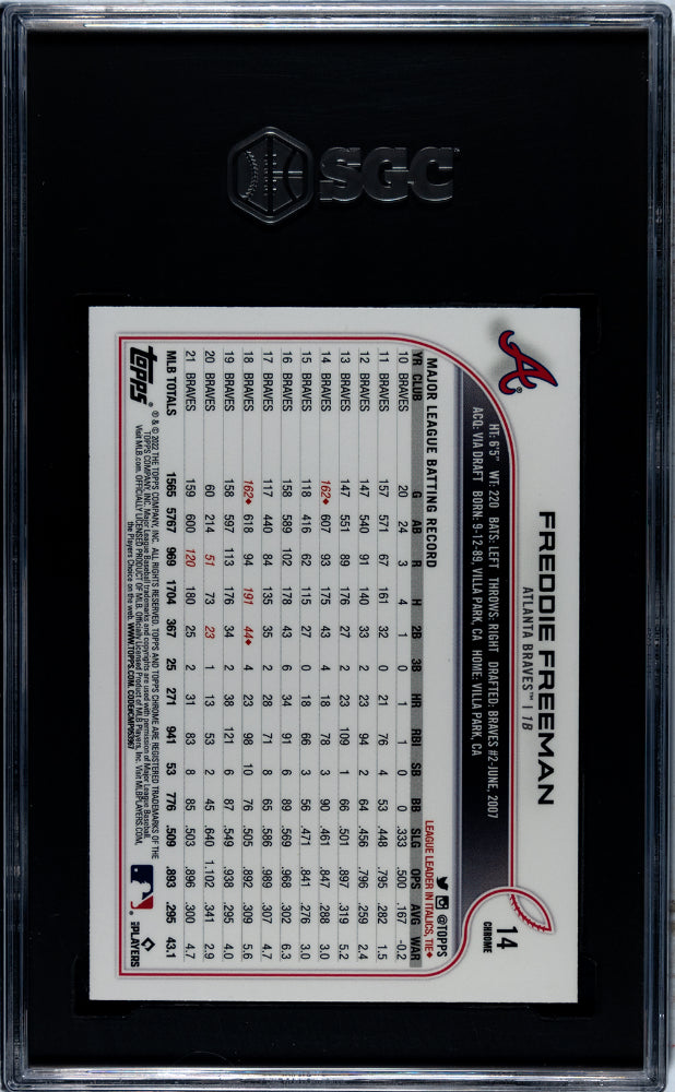 2022 Topps Chrome Prism Refractor Freddie Freeman #14 SGC 9