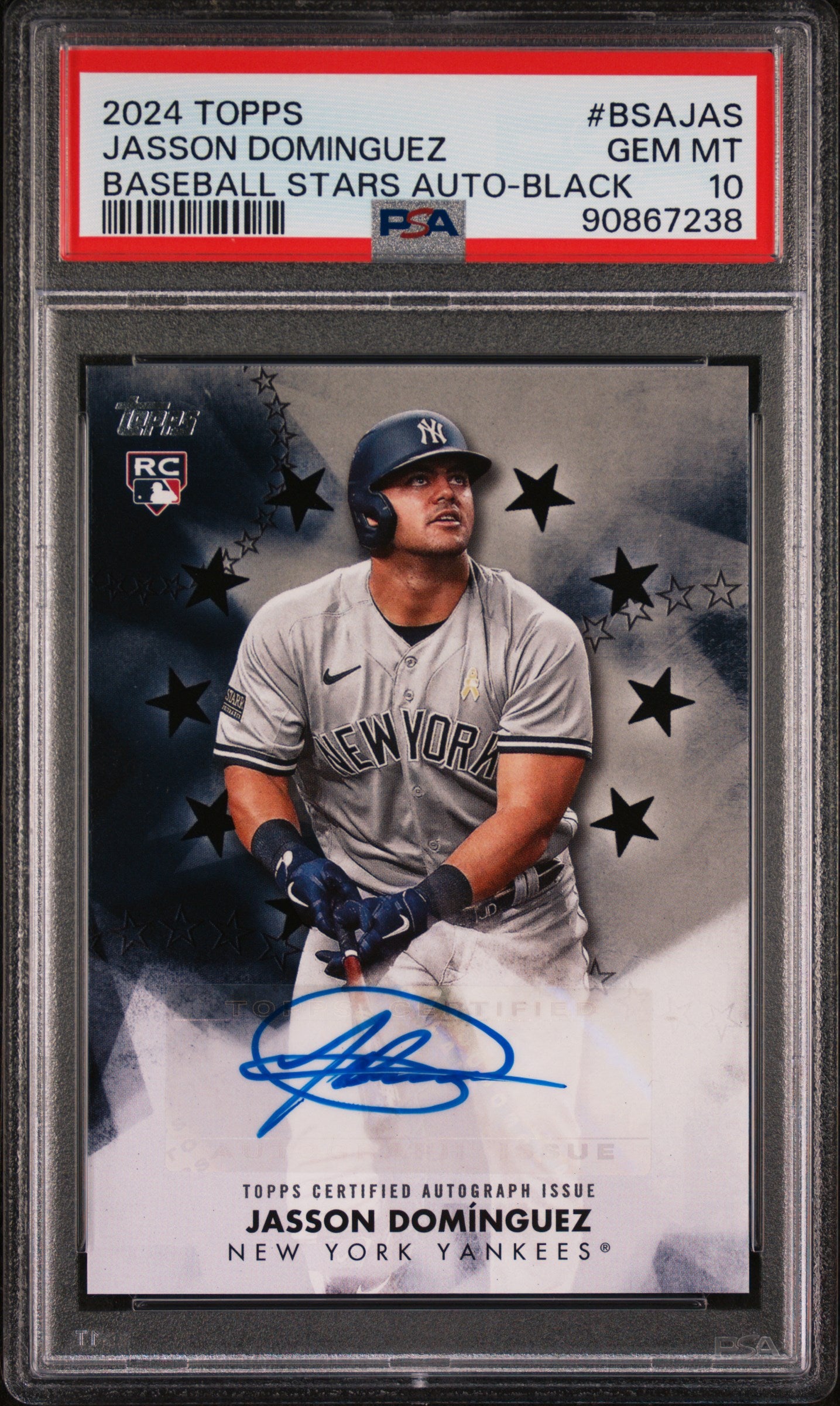 2024 Topps Baseball Stars Black Jasson Dominguez #BSA-JAS RC Auto /199 PSA 10