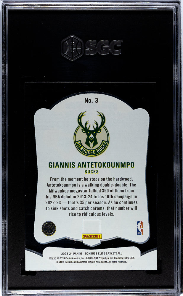 2023 Donruss Elite #3 Giannis Antetokounmpo Glass Masters SGC 9