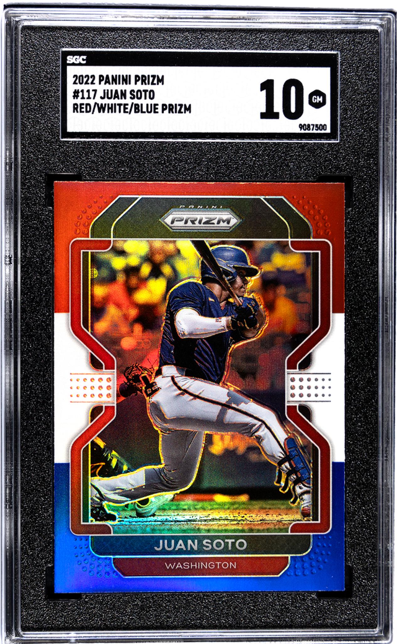 2022 Panini Prizm #117 Juan Soto Red/White/Blue Prizm SGC 10