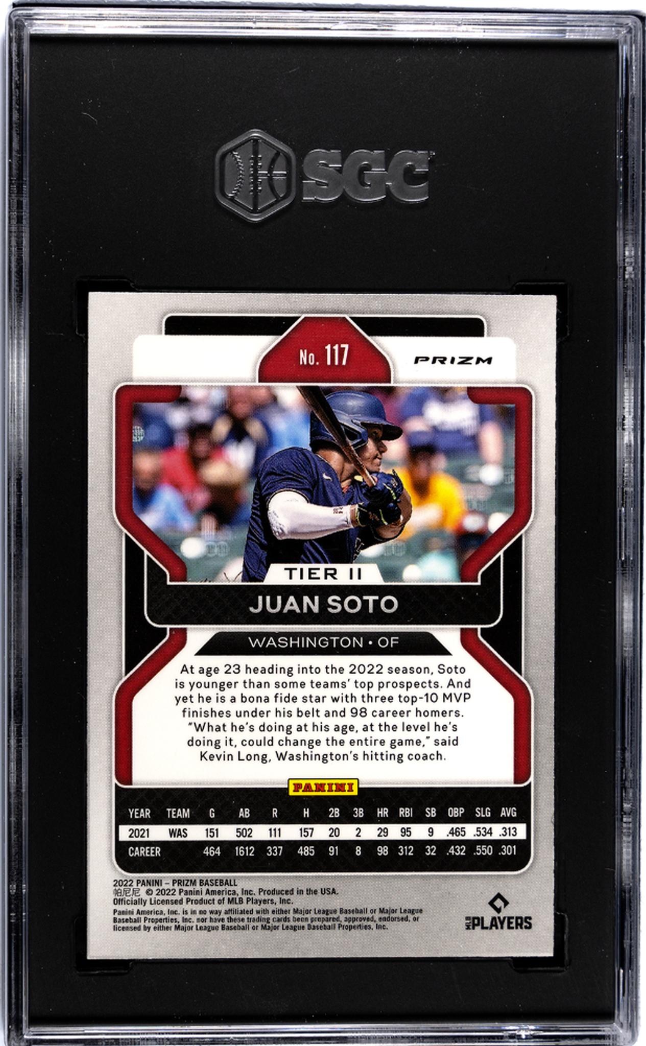 2022 Panini Prizm #117 Juan Soto Red/White/Blue Prizm SGC 10