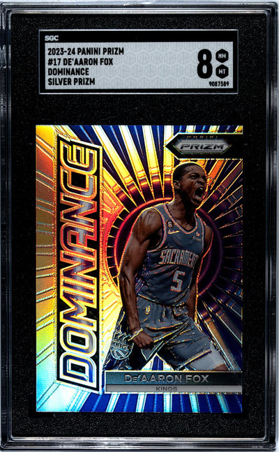 2023-24 Panini Prizm De'Aaron Fox #17 Dominance Silver Prizm SGC 8