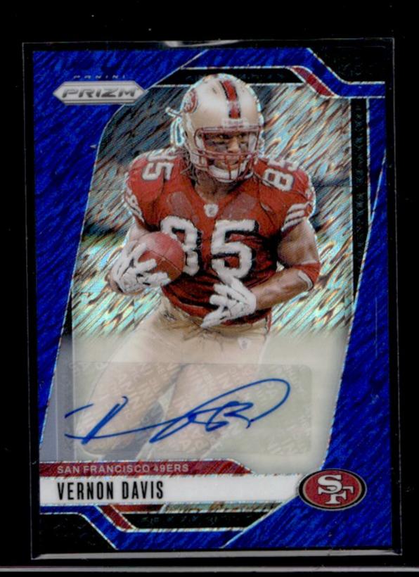 2024 Panini Prizm Auto Blue Shimmer /25 #258 Vernon Davis