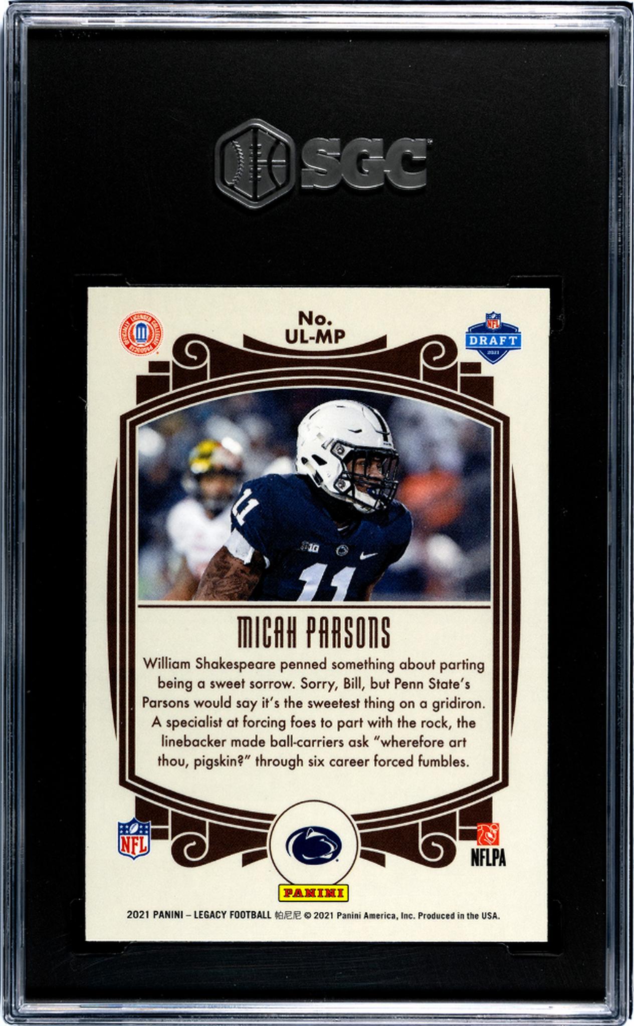2021 Panini Legacy Under the Lights Micah Parsons #UL-MP SGC 10