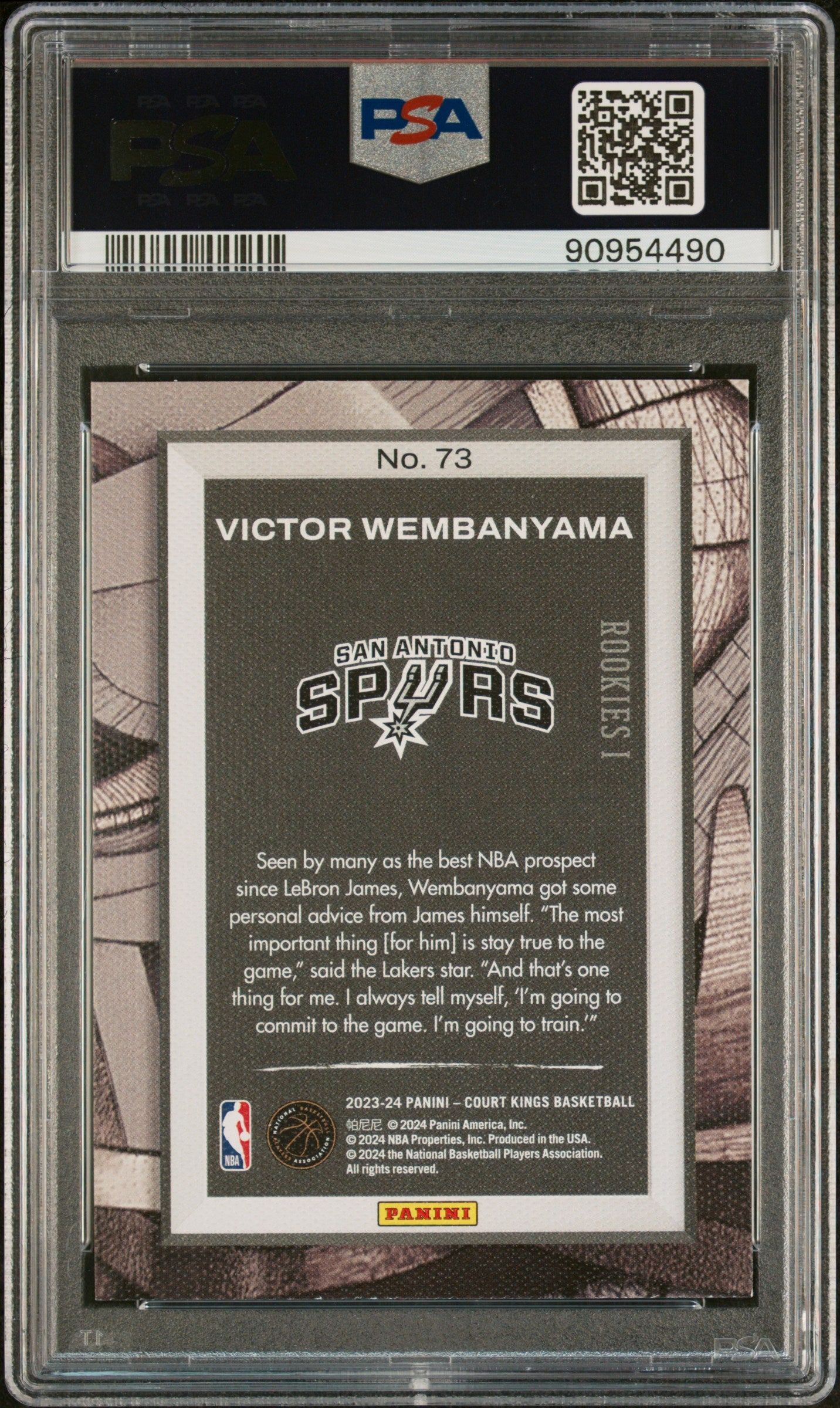 2023 Panini Court Kings Rookies I Victor Wembanyama #73 RC PSA 10