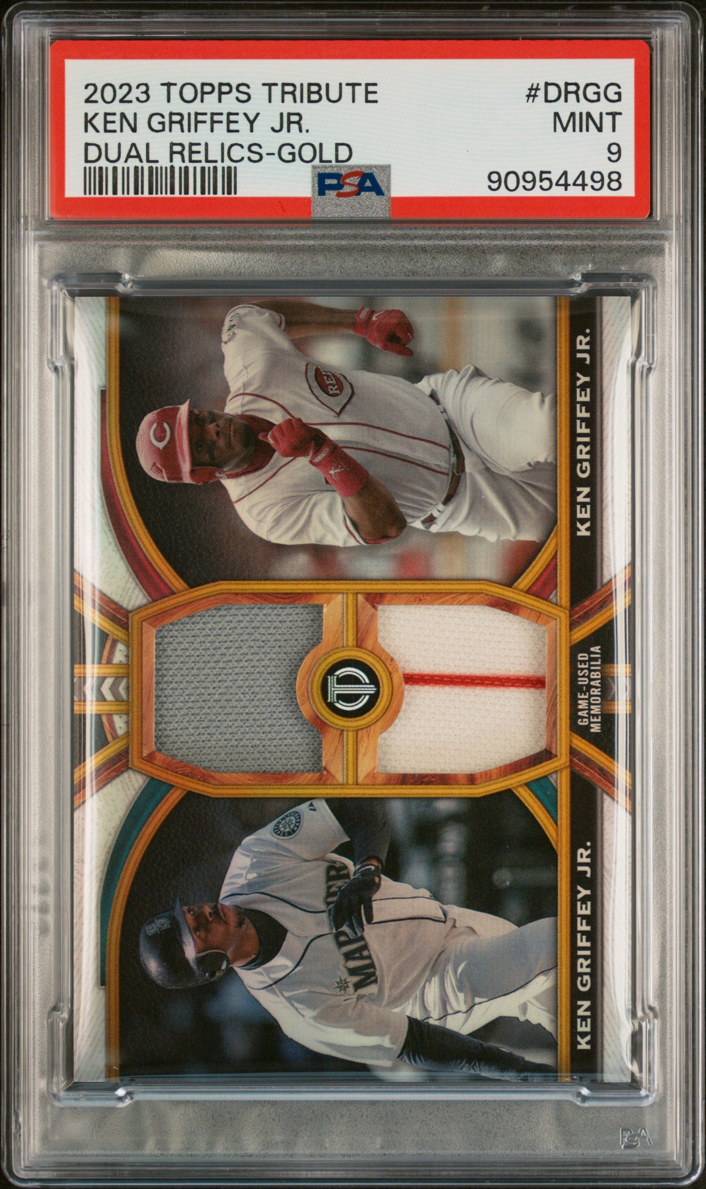 2023 Topps Tribute Dual Relics Gold Ken Griffey Jr. #DR-GG /75 PSA 9