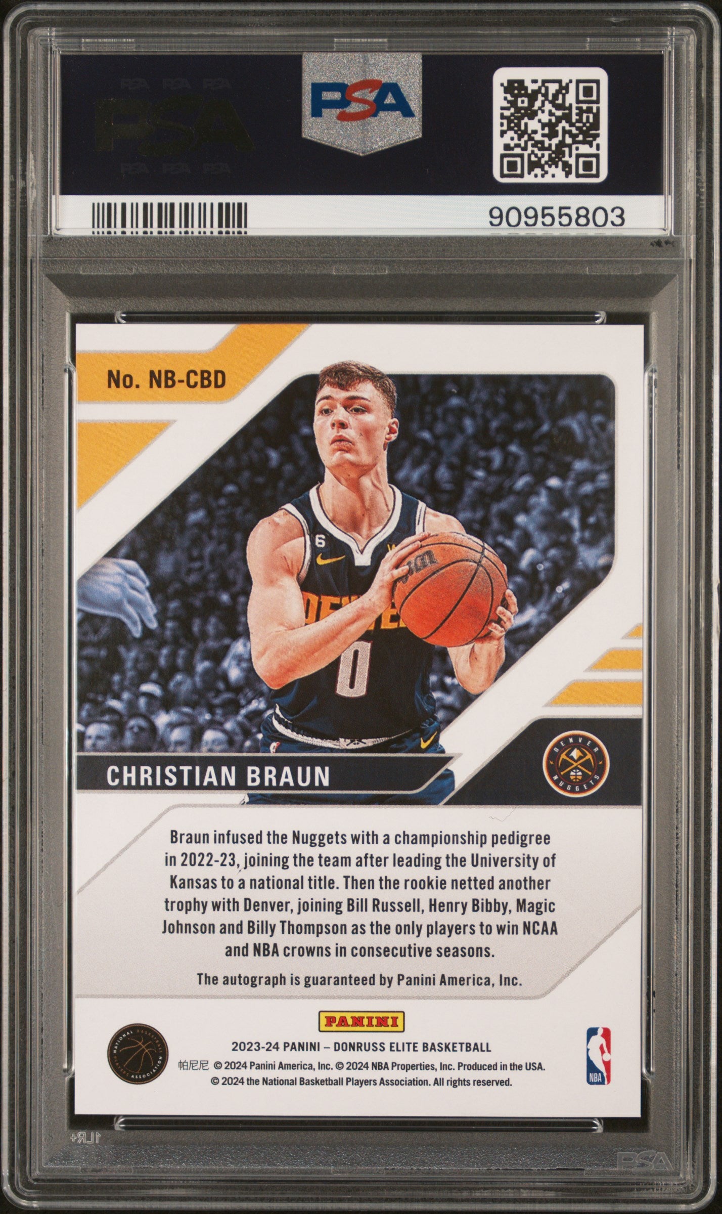 2023 Donruss Elite #NB-CBD Christian Braun New Breed Autograph Auto PSA 10