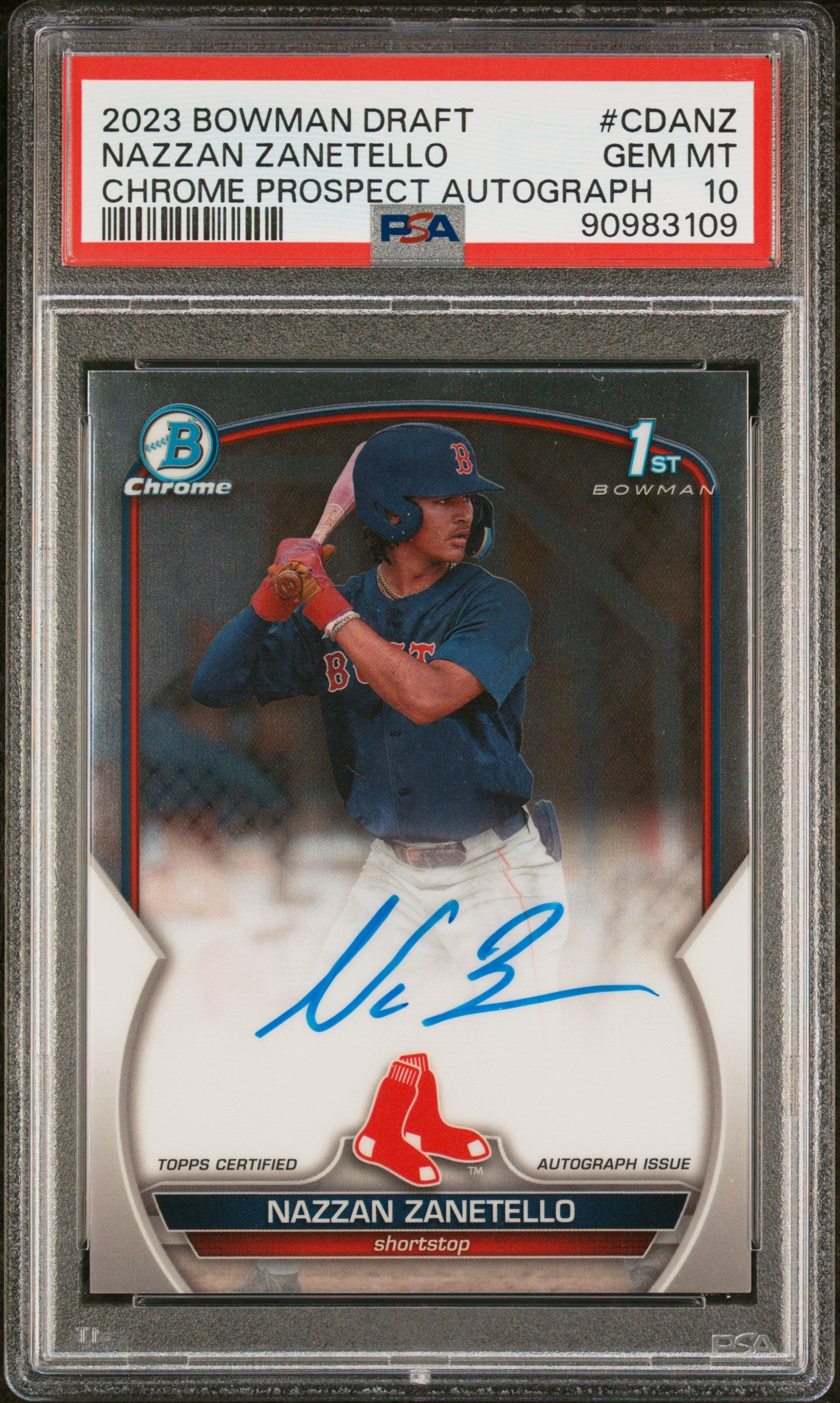 2023 Bowman Draft Chrome Prospect Autograph Nazzan Zanetello #CDANZ PSA 10