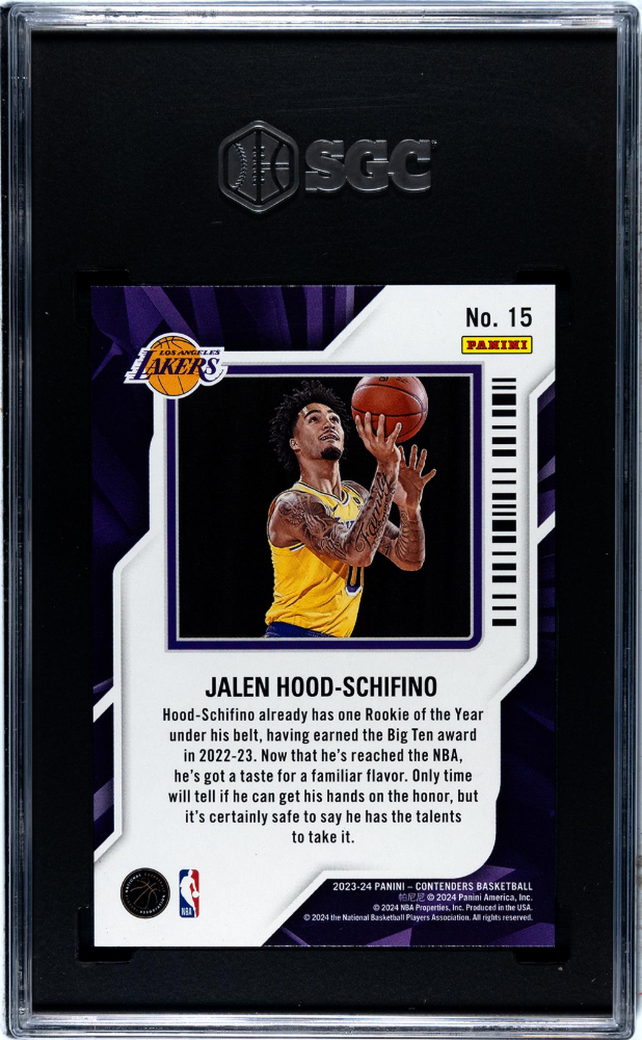 2023-24 Panini Contenders Rookie Jalen Hood-Schifino #15 SGC 10