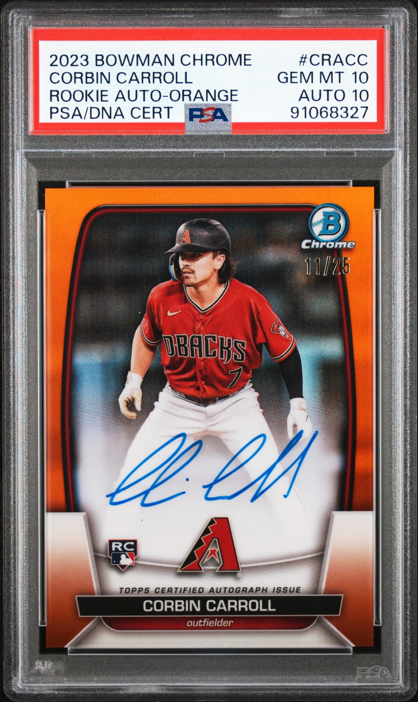 2023 Bowman Chrome Rookie Auto Orange /25 #CRACC Corbin Carroll PSA 10/10