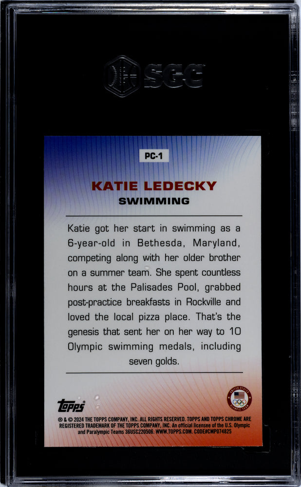 2024 Topps Chrome #PC-1 Katie Ledecky SGC 10