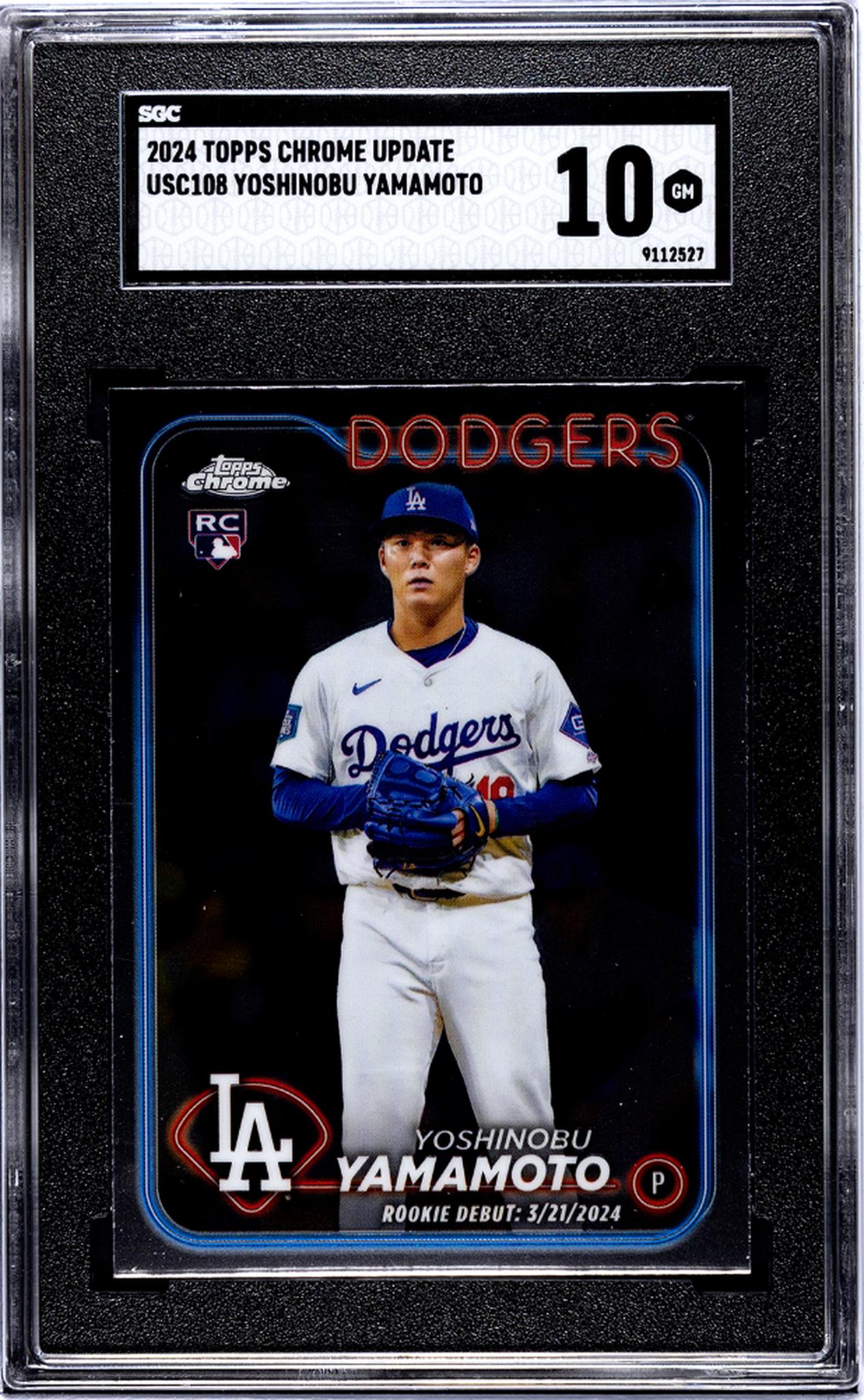 2024 Topps Chrome Update Rookie Debut Yoshinobu Yamamoto #USC108 RC SGC 10