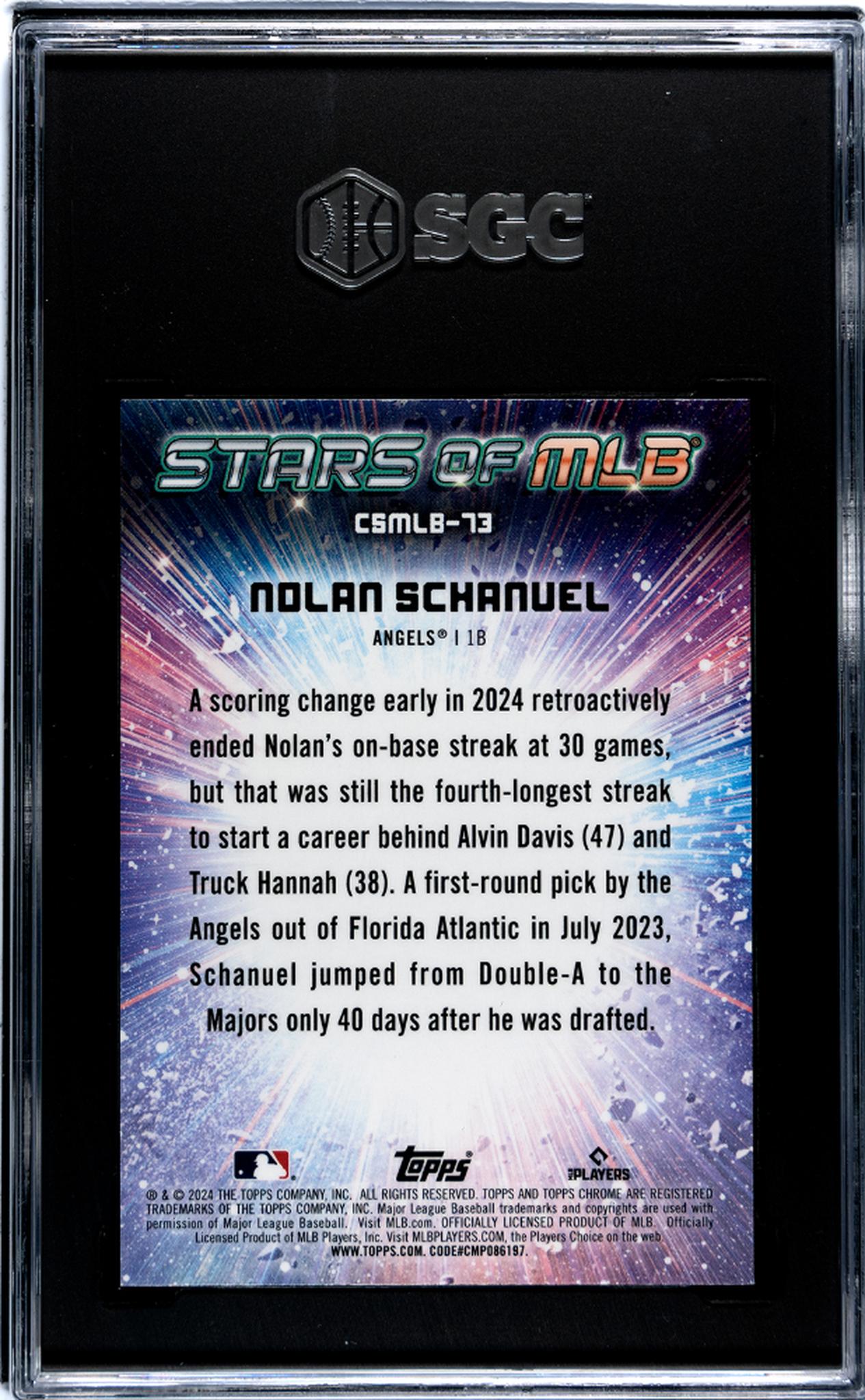 2024 Topps Chrome Stars of MLB Nolan Schanuel #CSMLB-73 RC SGC 9.5