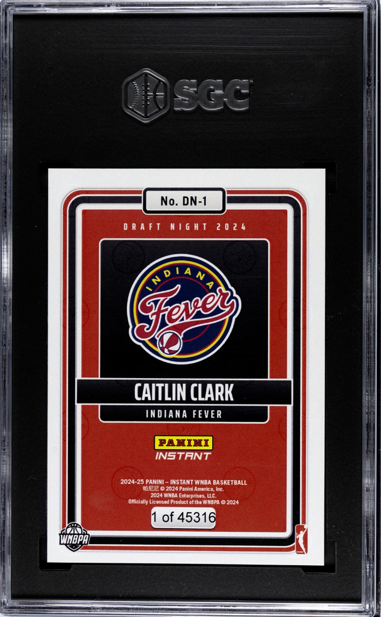 2024 Panini Instant #DN-1 Caitlin Clark Draft Night 2024 Rookie SGC 9.5 Fever