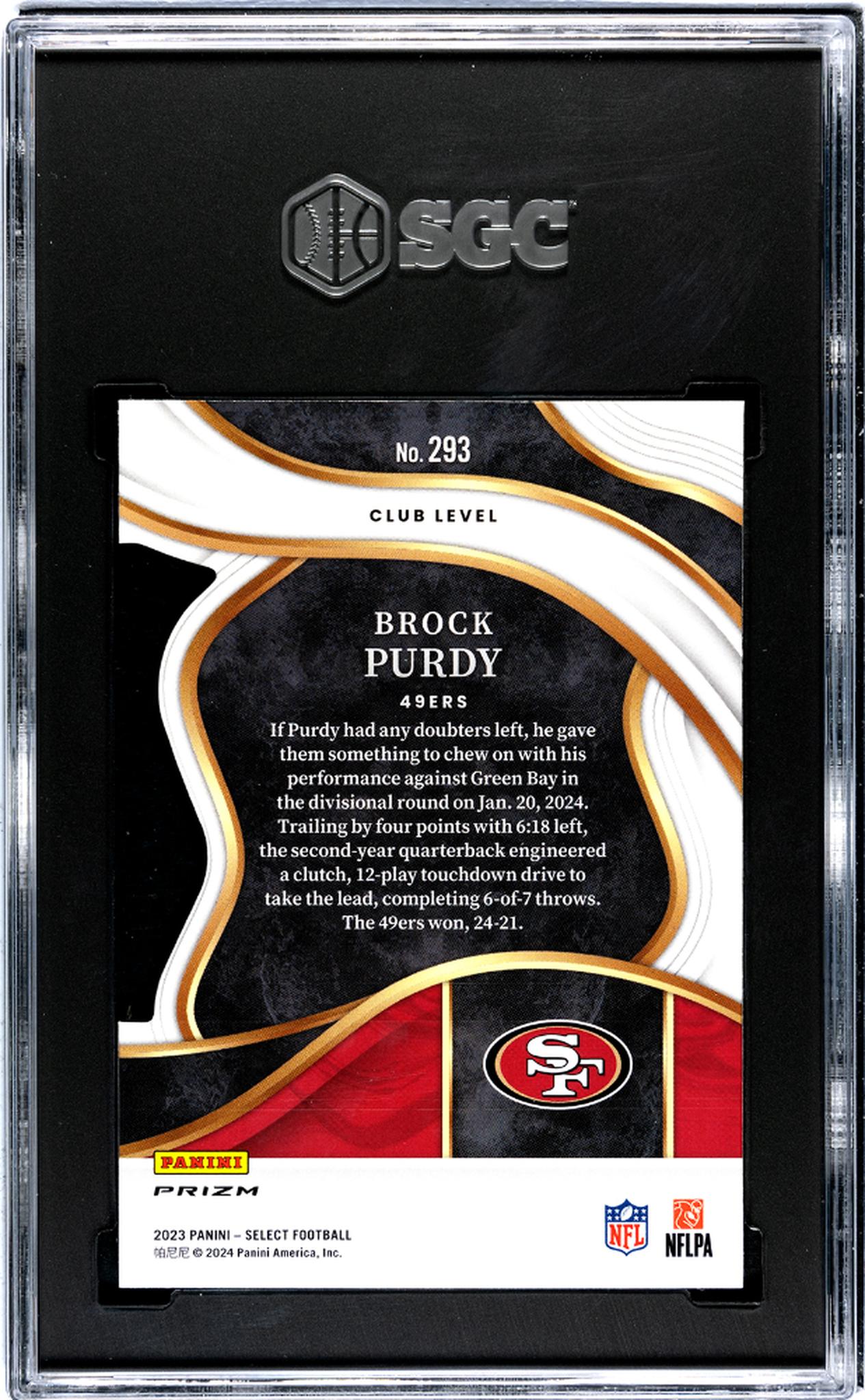 2023 Panini Select #293 Brock Purdy Silver Die-Cut Prizm SGC 10