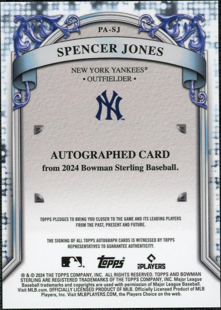 2024 Bowman Sterling PA-SJ Spencer Jones Purple Auto /120
