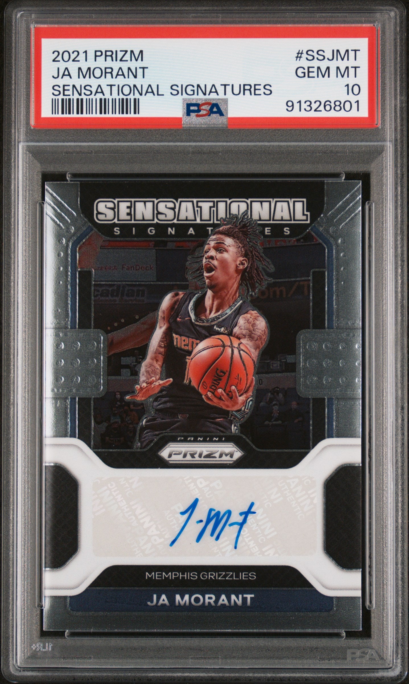 2021 Panini Prizm Sensational Signatures Ja Morant #SS-JMT Auto PSA 10