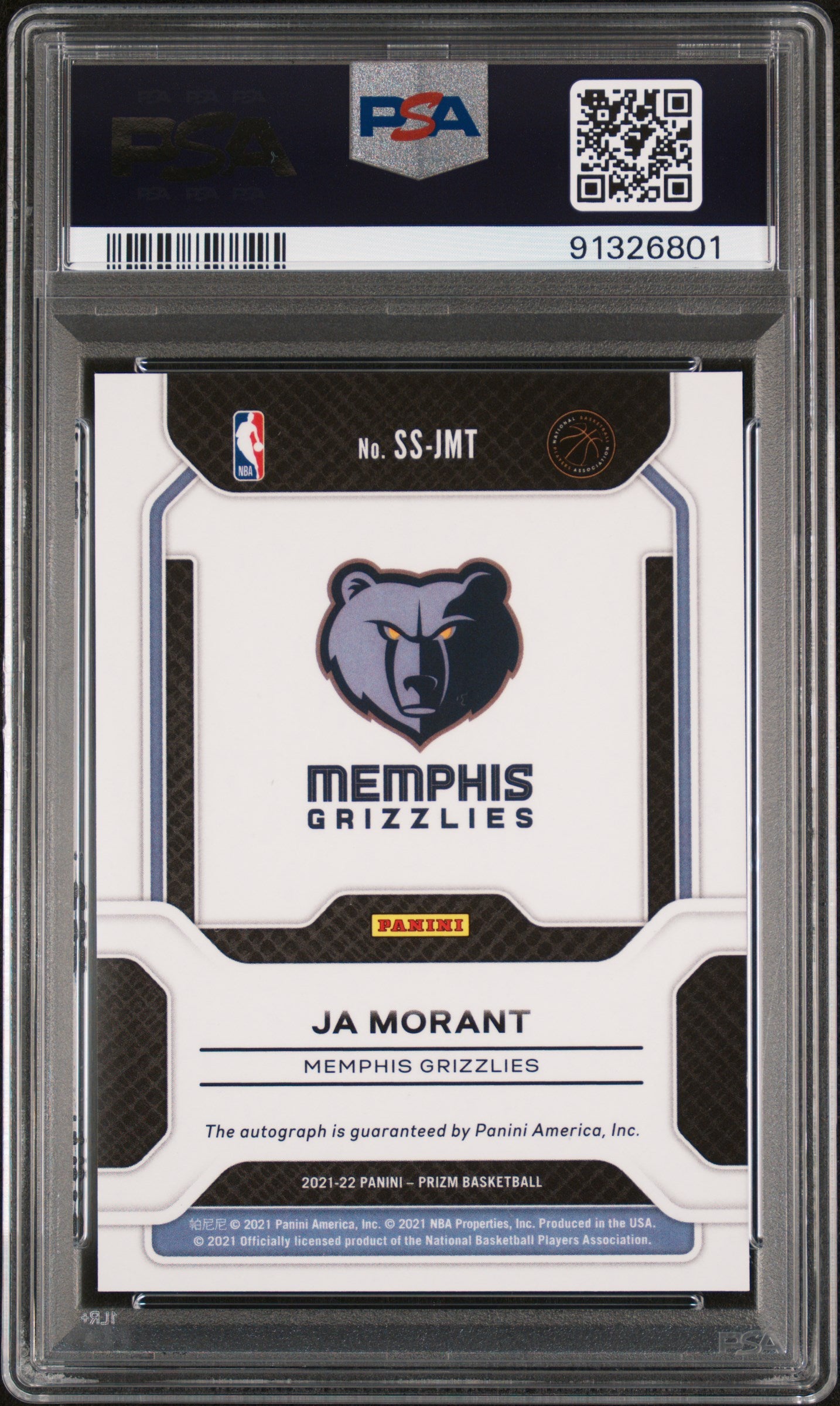 2021 Panini Prizm Sensational Signatures Ja Morant #SS-JMT Auto PSA 10