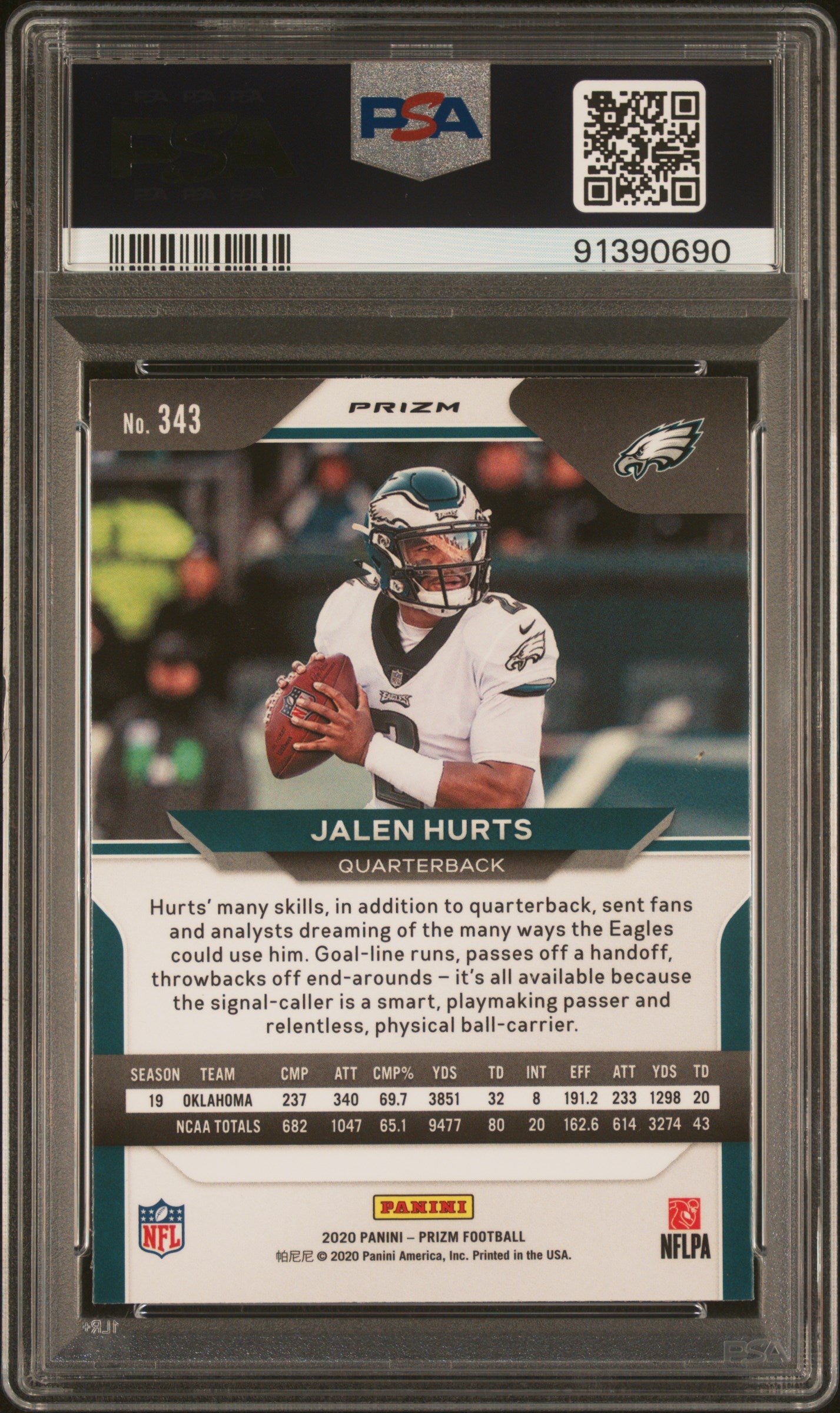 2020 Panini Prizm Disco Prizm Jalen Hurts #343 PSA 9