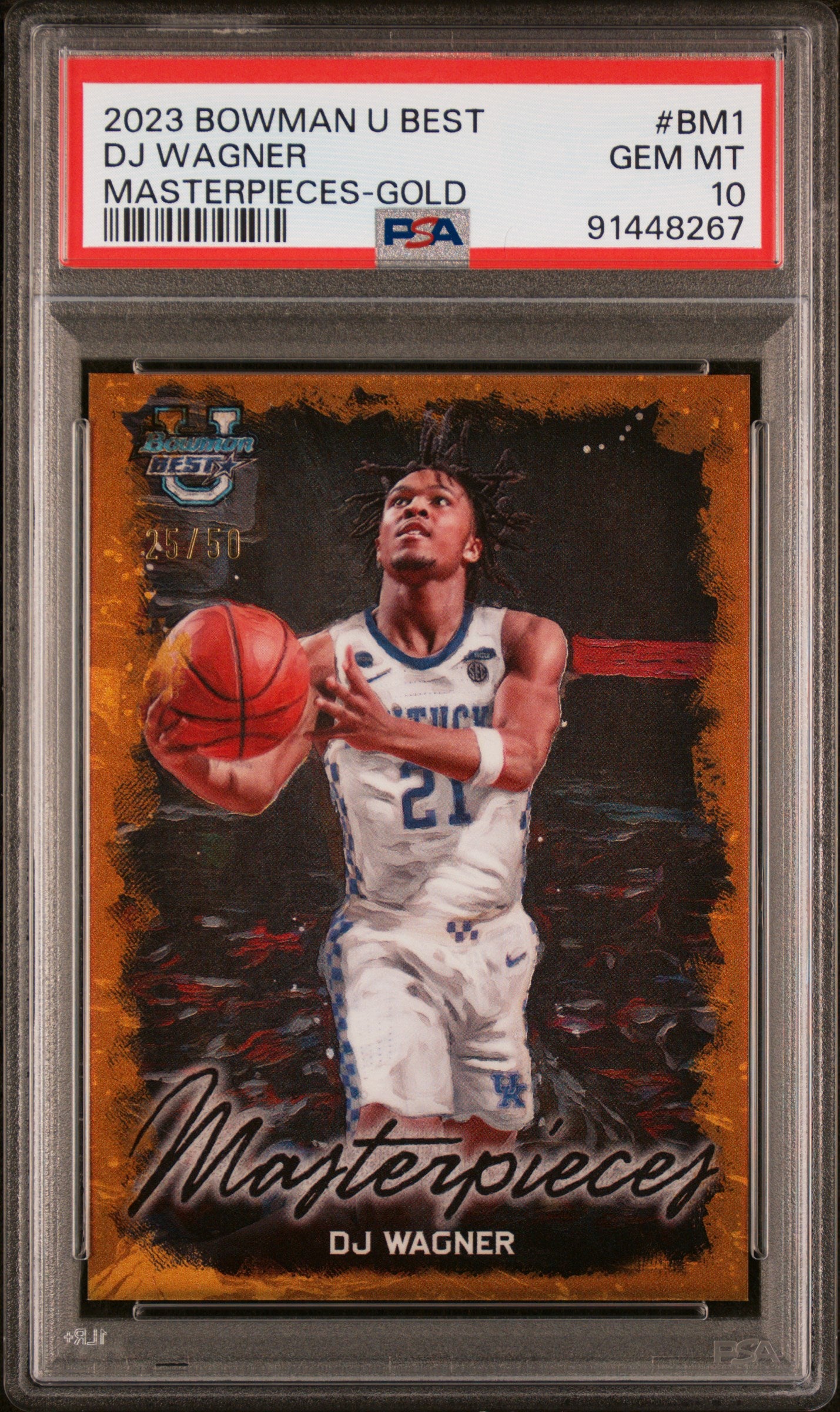 2023 Bowman #BM1 DJ Wagner Masterpieces-Gold /50 PSA 10