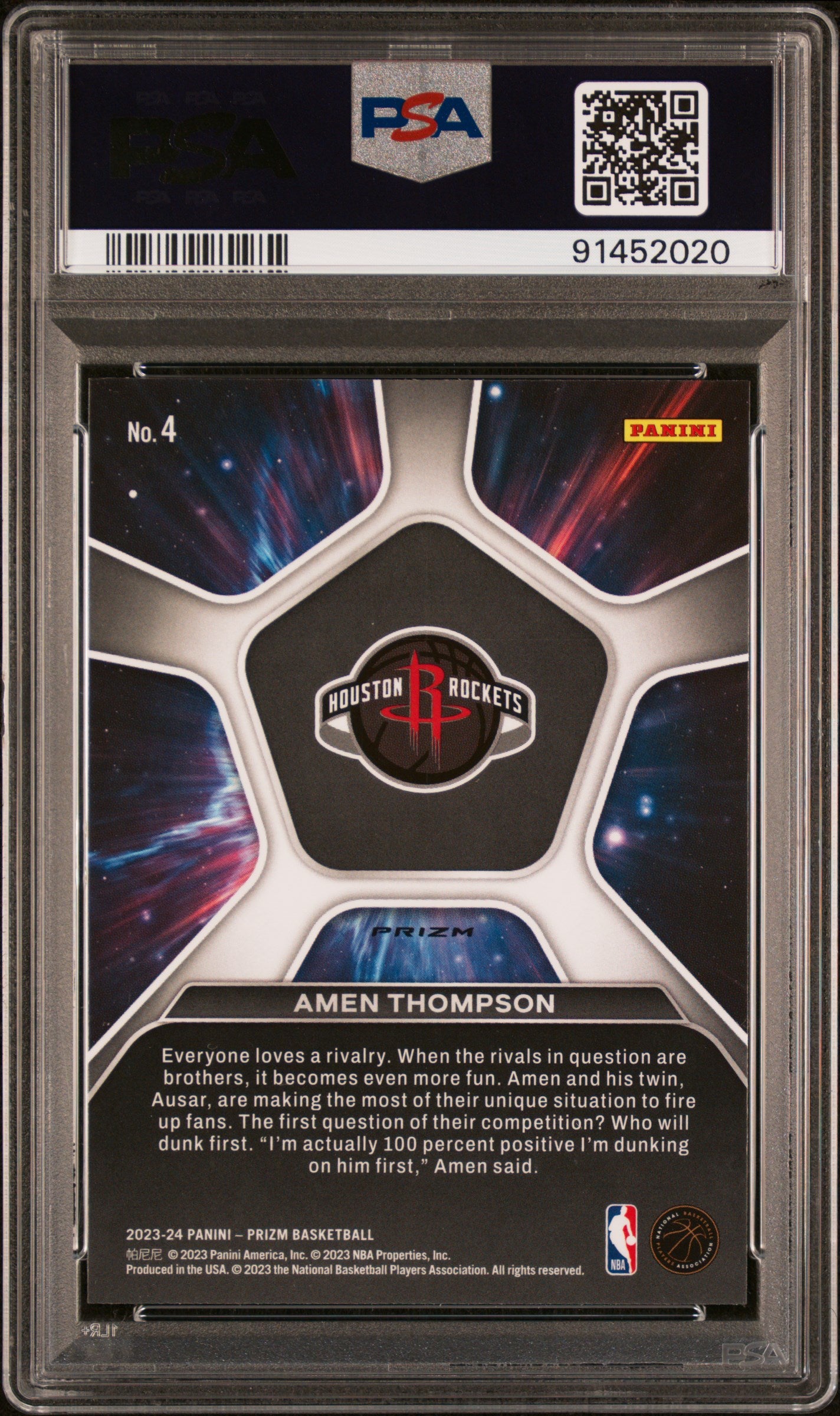 2023 Panini Prizm Deep Space #4 Amen Thompson Silver PSA 10