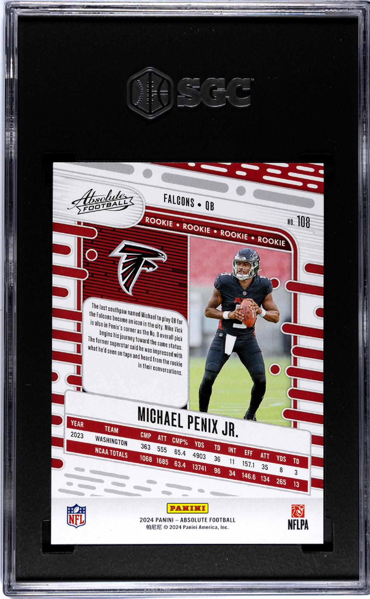 2024 Panini Absolute Football Michael Penix Jr. #108 RC SGC 10