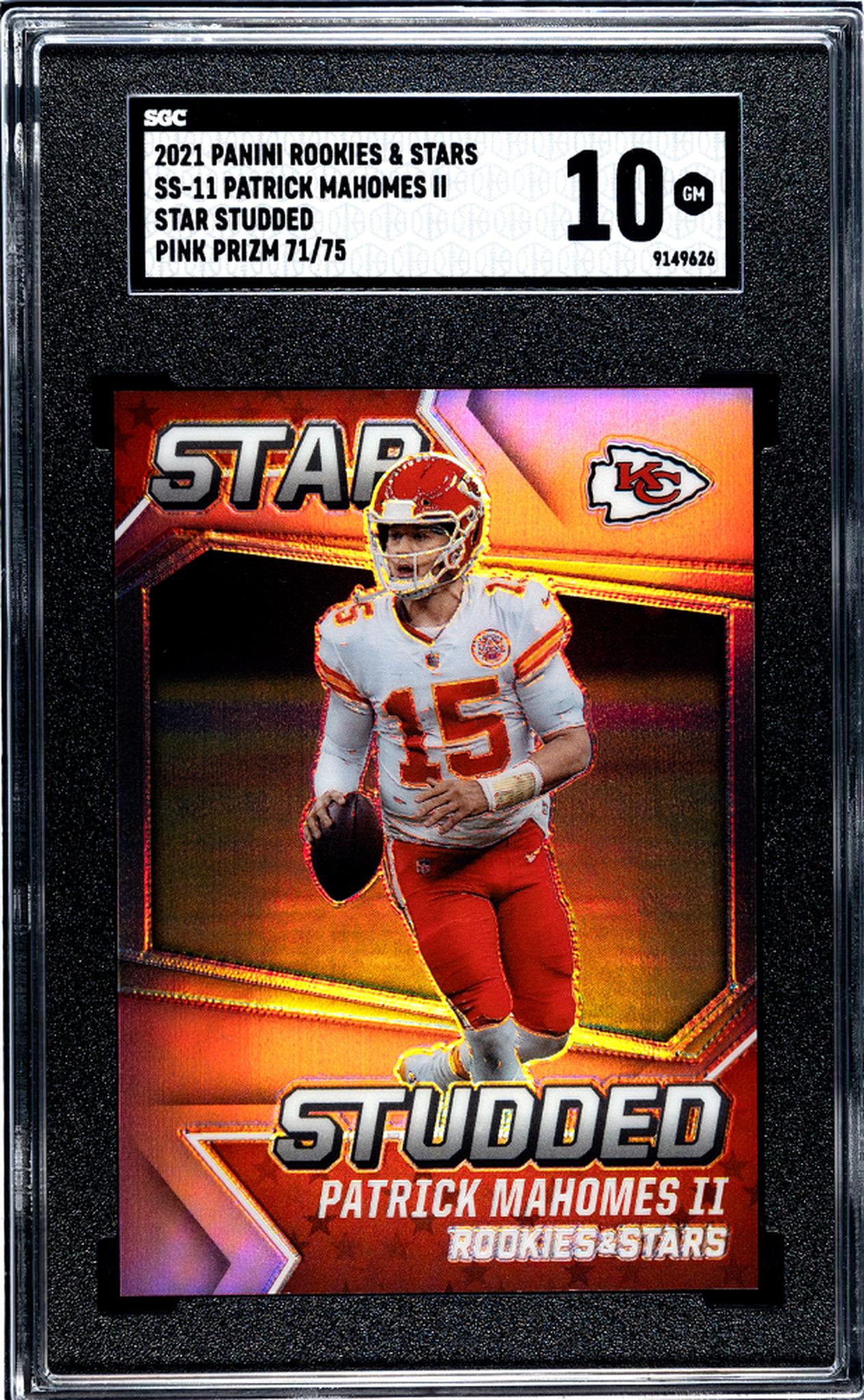 2021 Panini Rookies & Stars #SS-11 Patrick Mahomes II Star Studded Pink Prizm 71/75 SGC 10