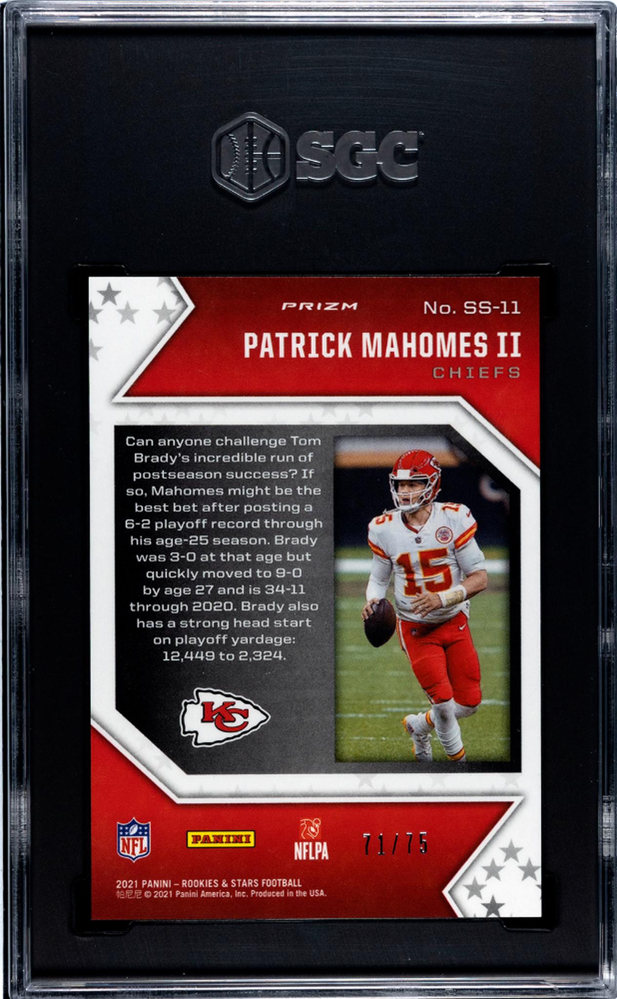 2021 Panini Rookies & Stars #SS-11 Patrick Mahomes II Star Studded Pink Prizm 71/75 SGC 10