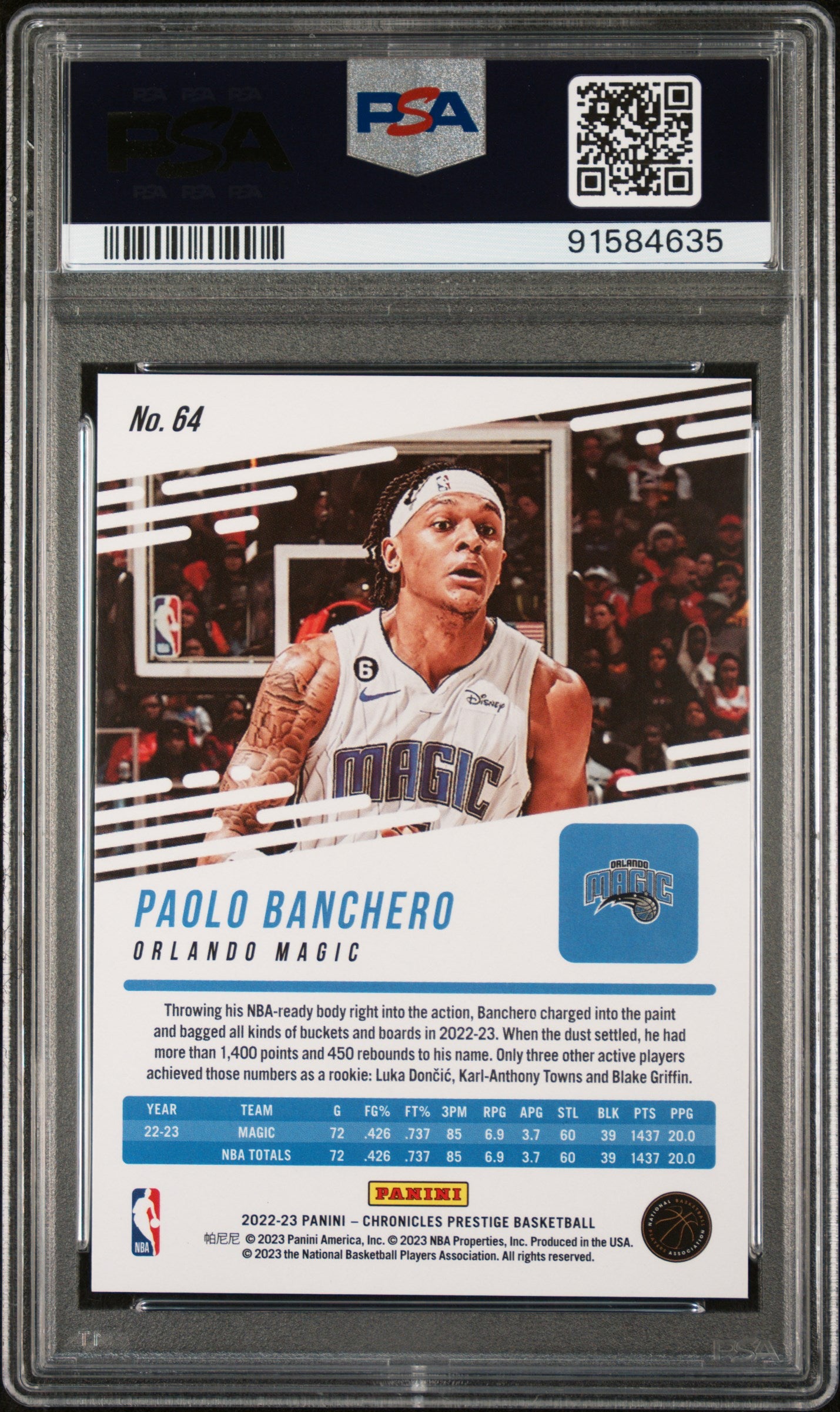 2022 Chronicles #64 Paolo Banchero Asia Lucky Envelopes /8 PSA 10