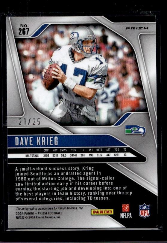 2024 Panini Prizm Auto Blue Shimmer /25 #267 Dave Krieg