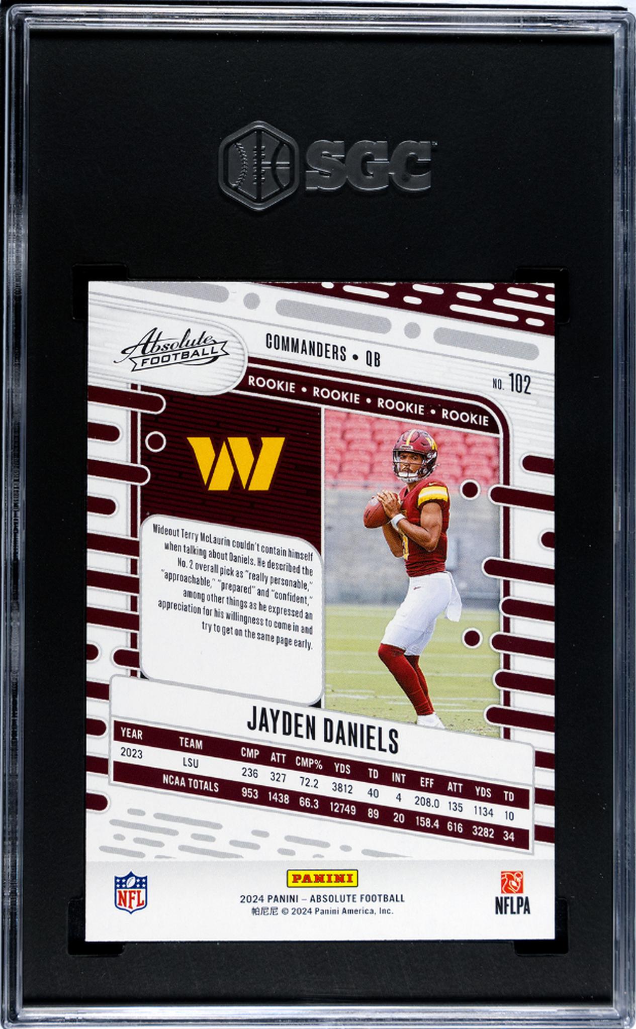 2024 Panini Absolute #102 Jayden Daniels Retail SGC 9.5