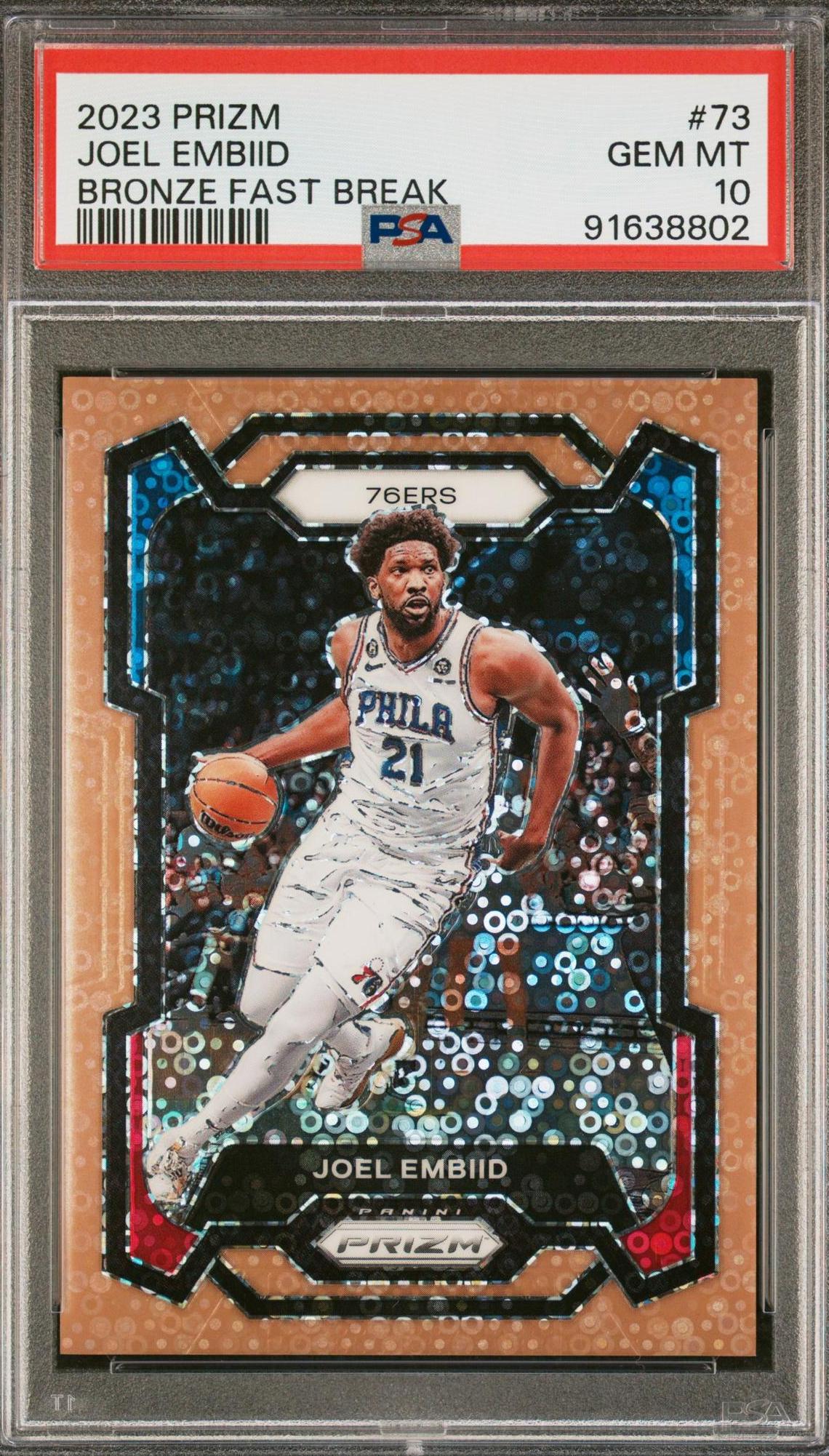 2023 Prizm Bronze Fast Break Joel Embiid #73 /20 PSA 10