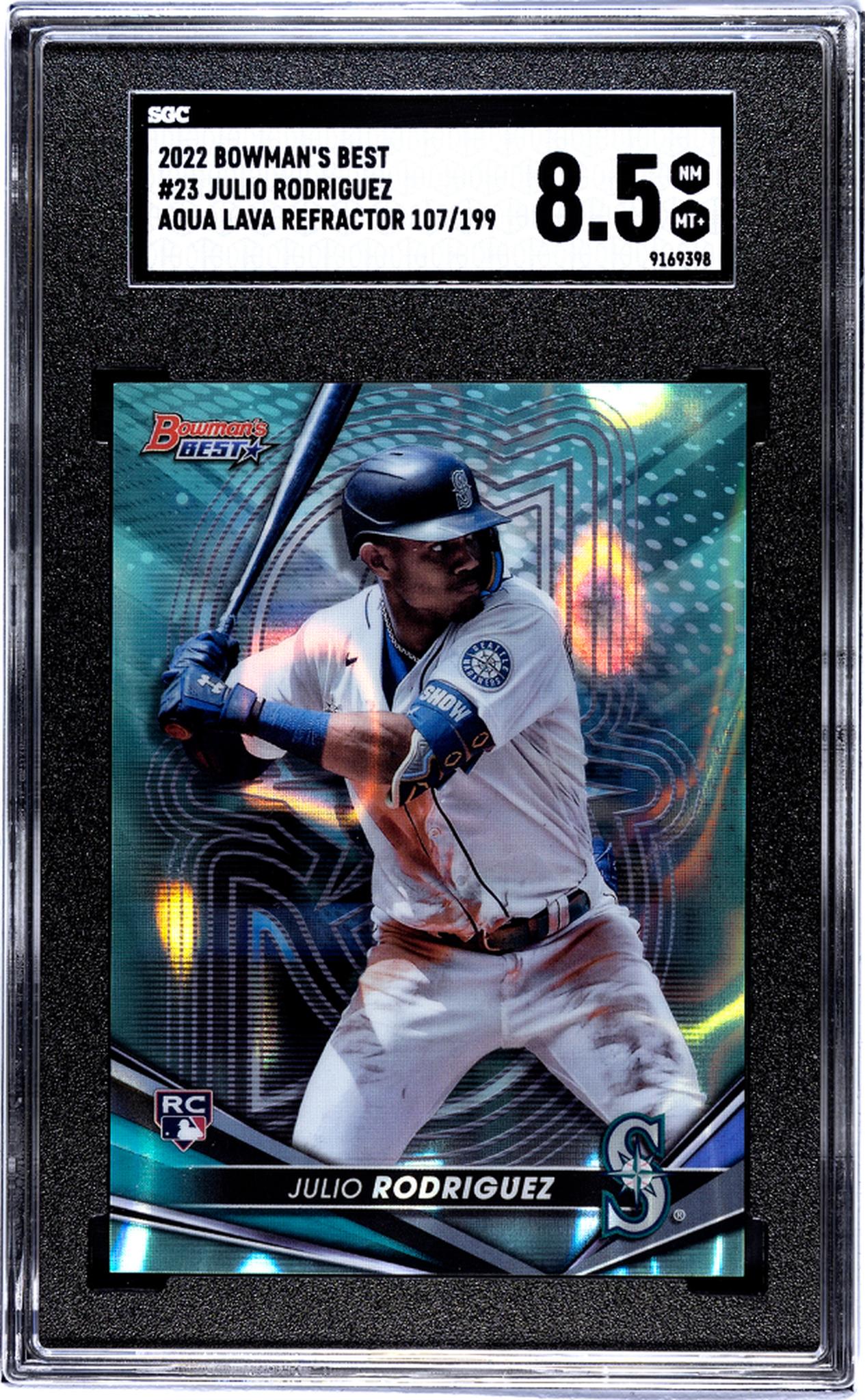 2022 Topps Bowman's Best Aqua Lava Refractor Julio Rodriguez #23 RC /199 SGC 8.5