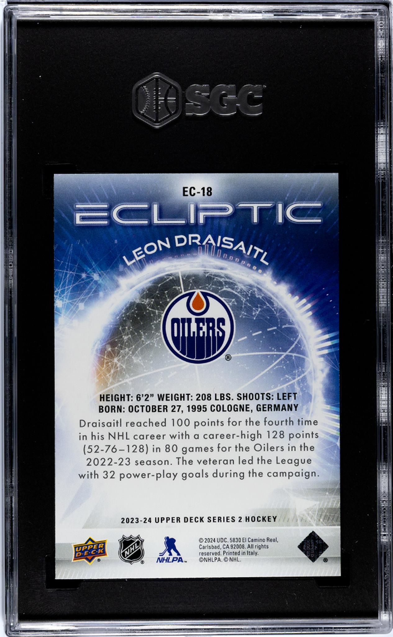 2023-24 Upper Deck #EC-18 Leon Draisaitl Ecliptic SGC 10