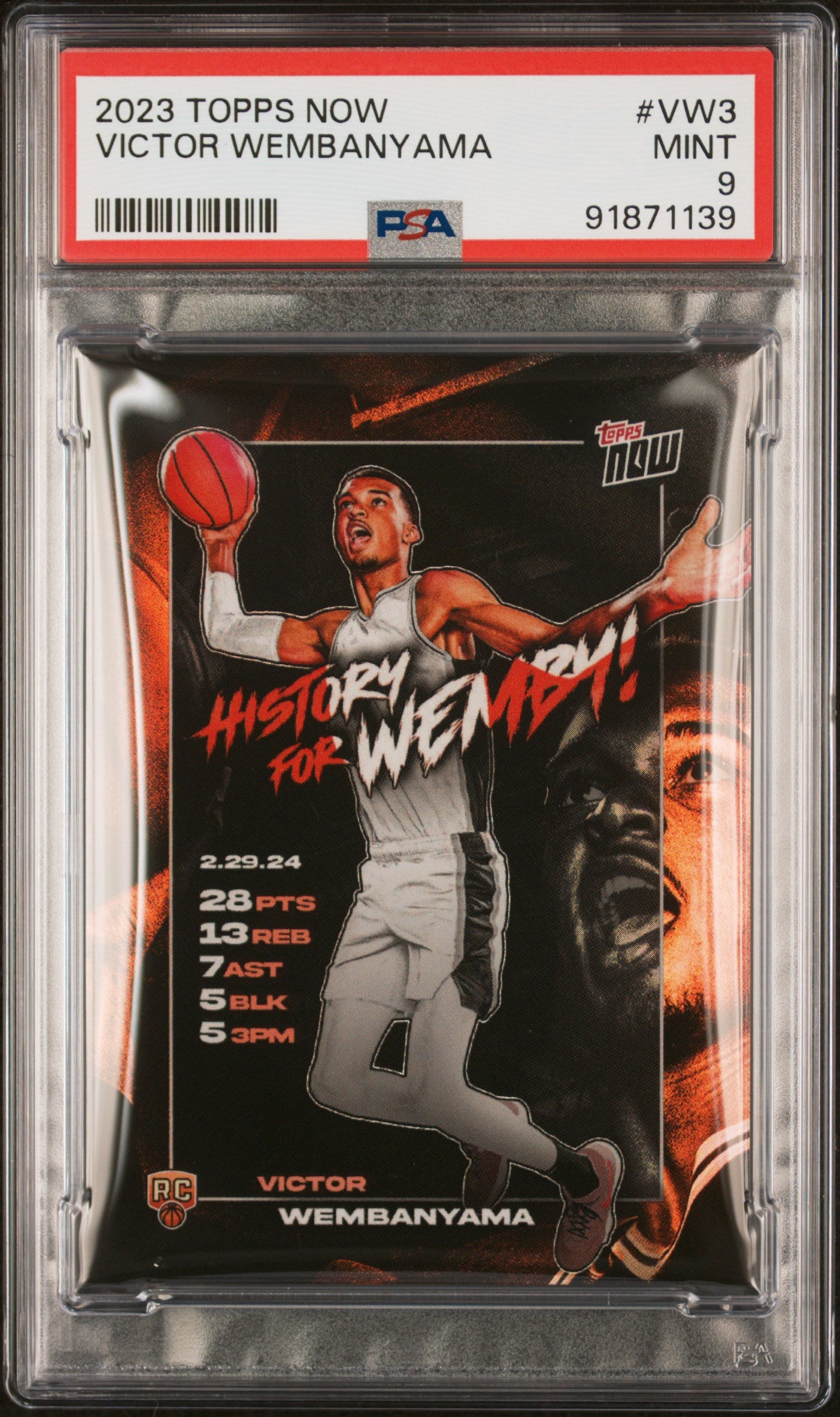 2023 Topps Now History For Wemby Victor Wembanyama #VW3 PSA 9