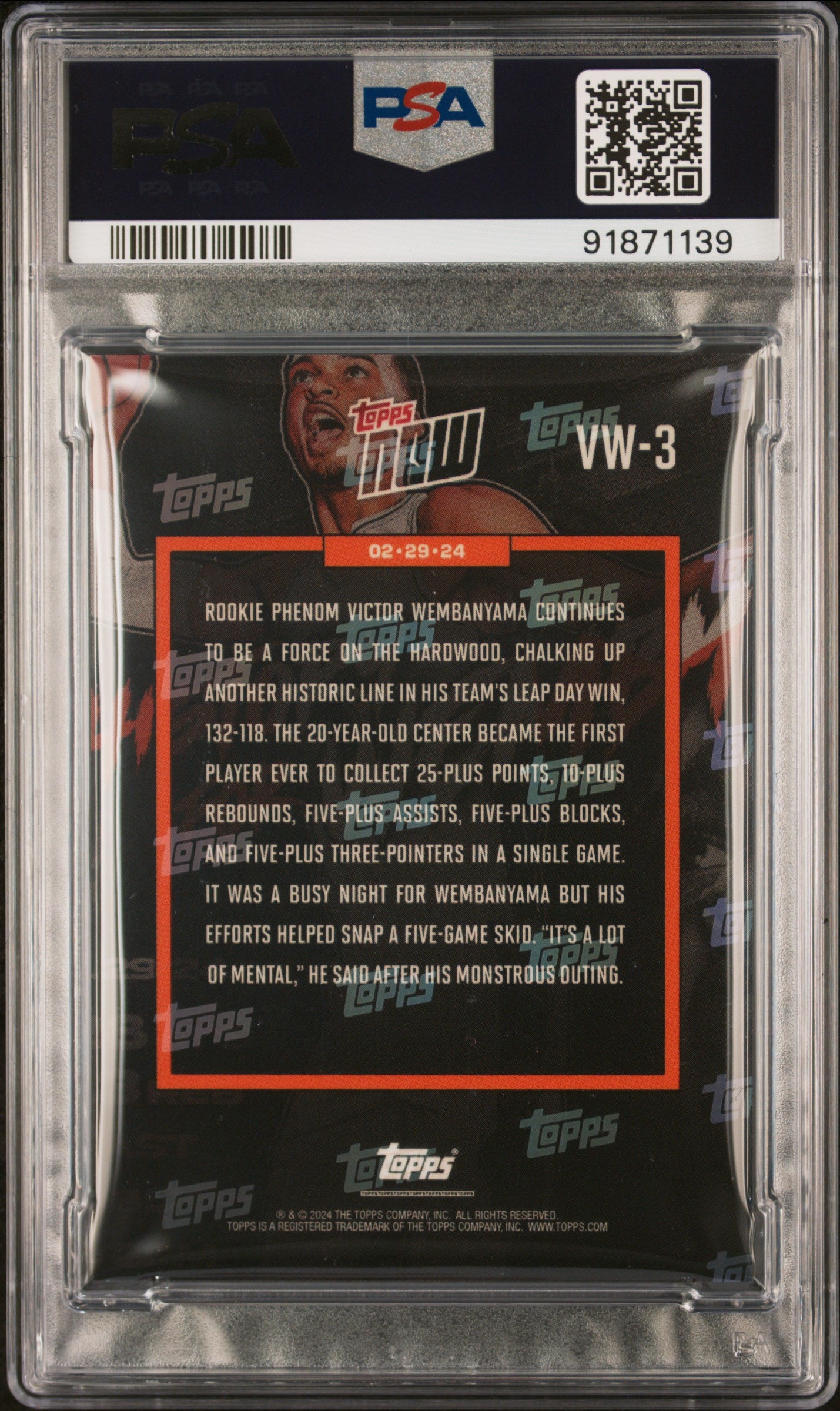 2023 Topps Now History For Wemby Victor Wembanyama #VW3 PSA 9