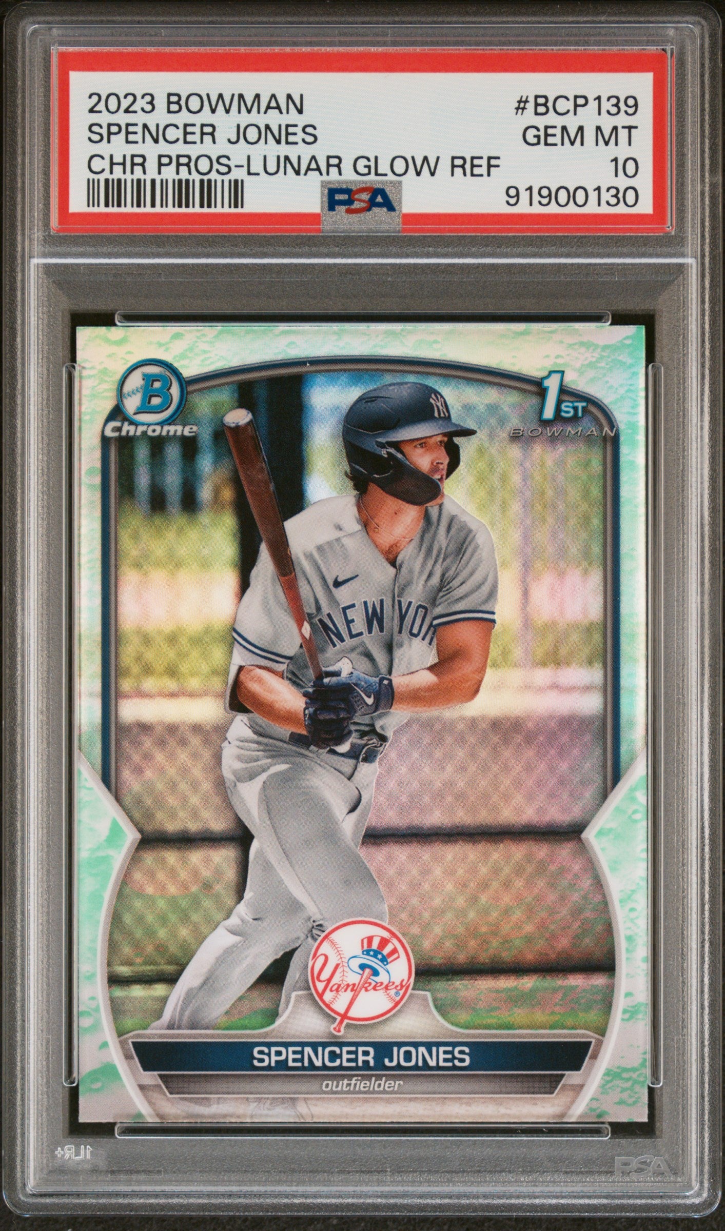 2023 Bowman Chrome Prospect Lunar Glow Refractor Spencer Jones #BCP139 PSA 10
