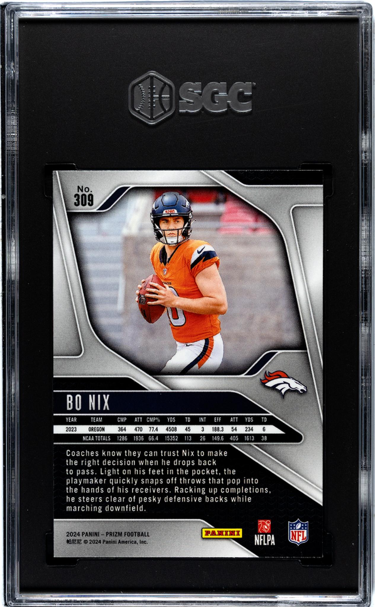 2024 Panini Prizm #309 Bo Nix SGC 10