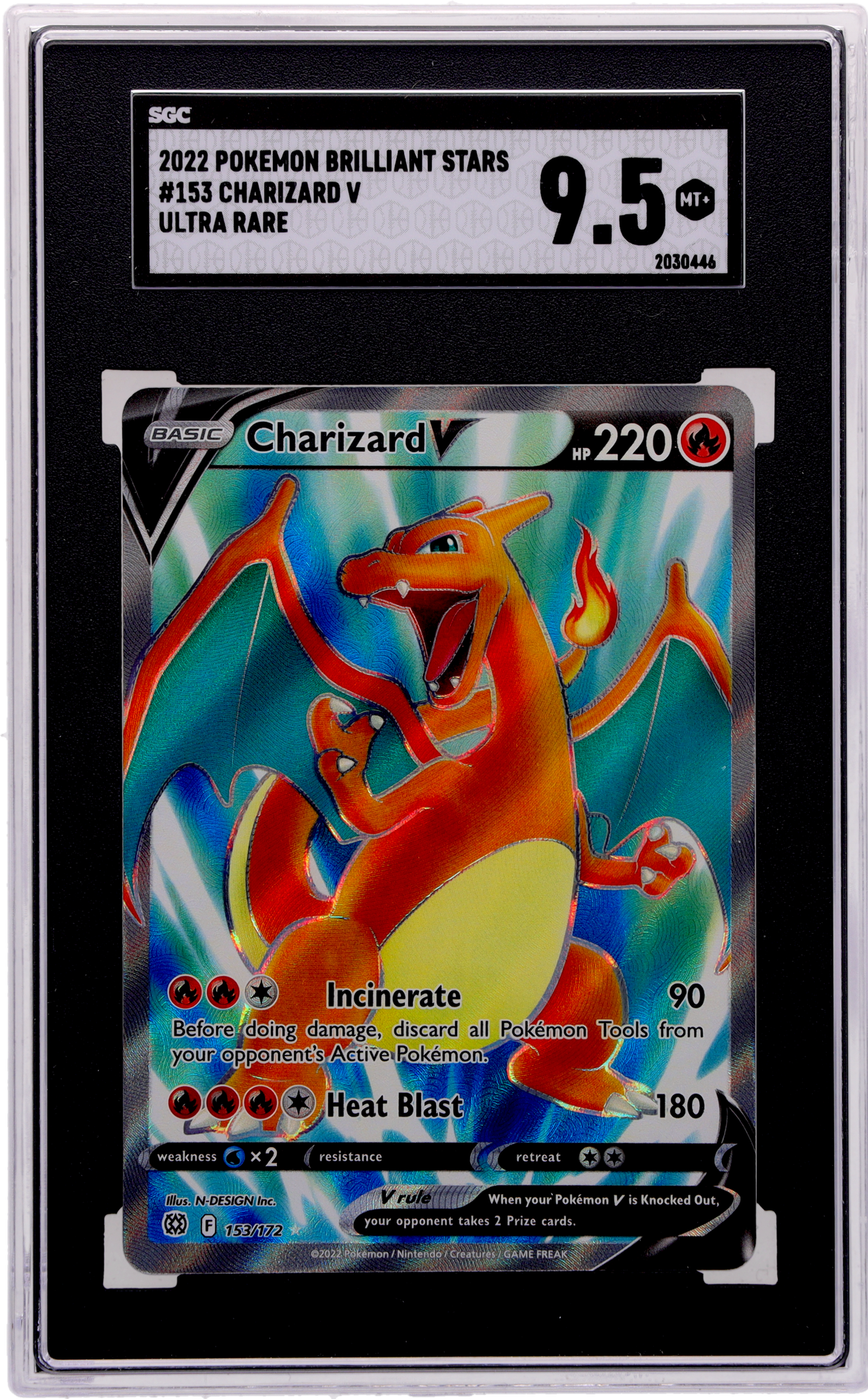 2022 Pokemon Sword and Shield Brilliant Stars Charizard V Ur #153 SGC 9.5