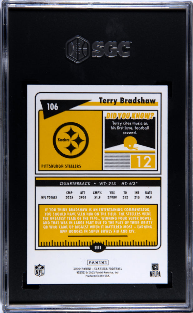 2022 Panini Classics #106 Terry Bradshaw Light /125 SGC 9