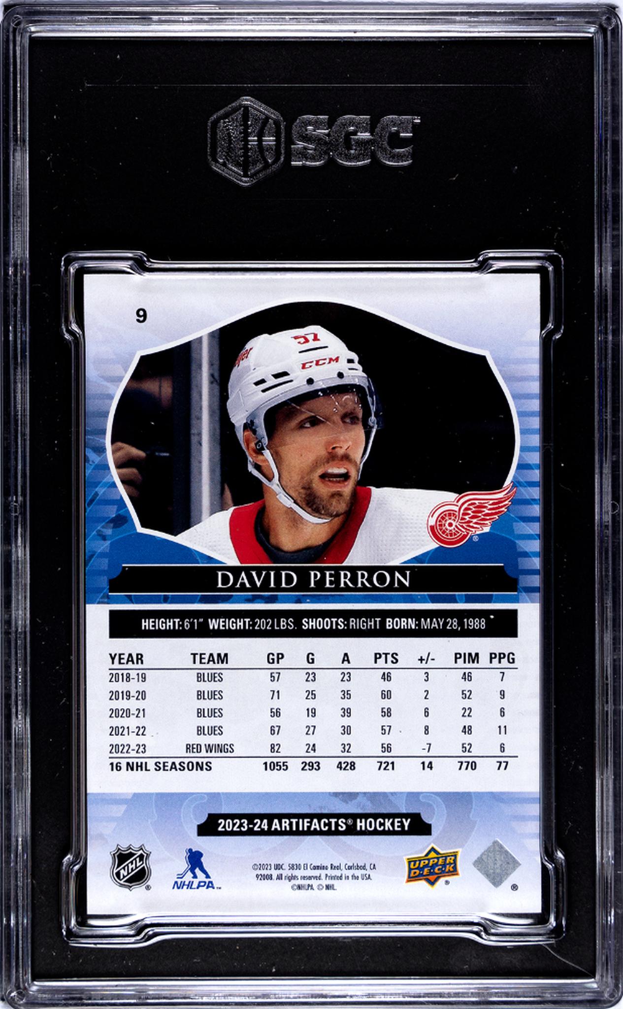2023-24 Upper Deck Artifacts Copper David Perron #9 /75 SGC 10