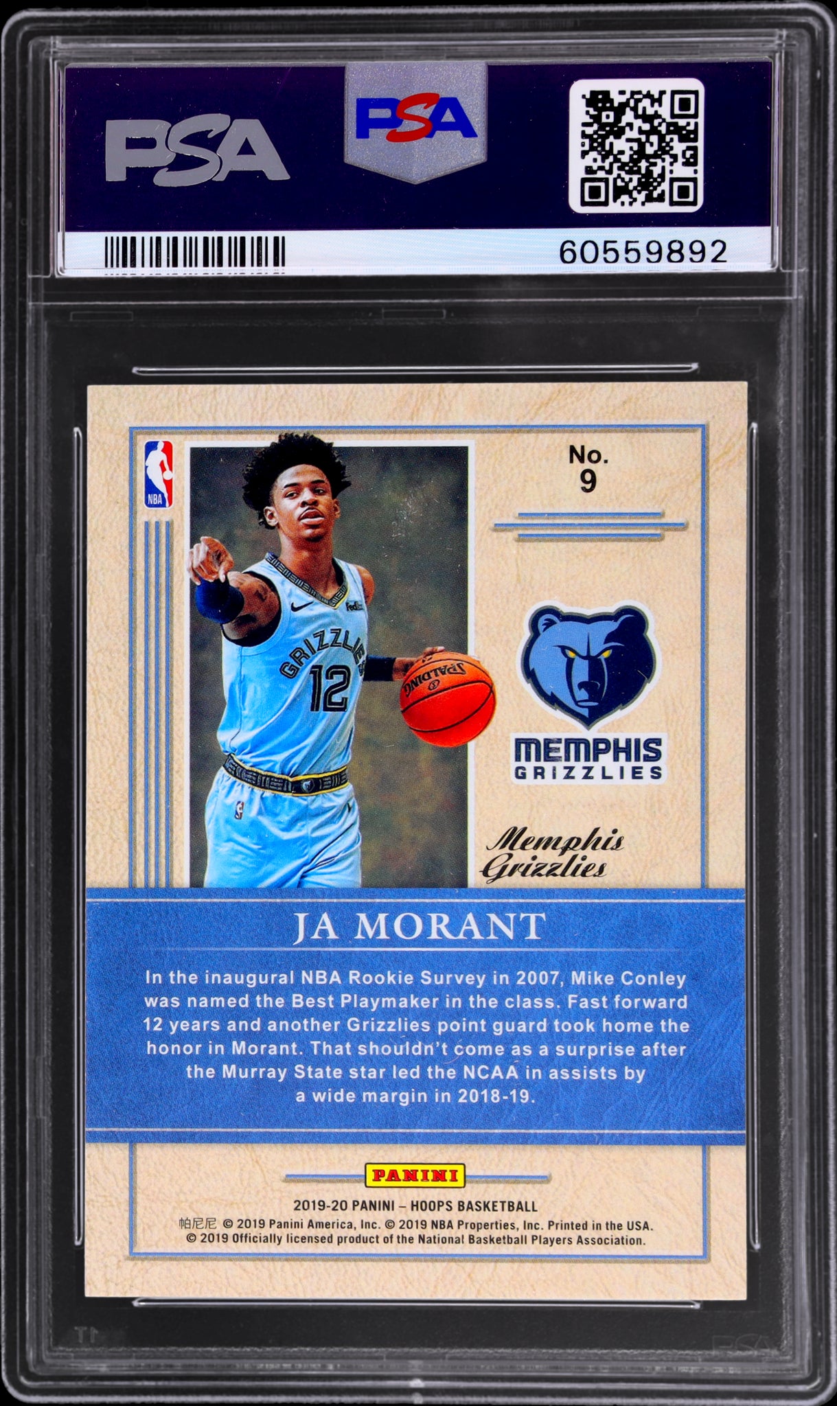 2019 Hoops #9 Ja Morant Class of 2019 PSA 10