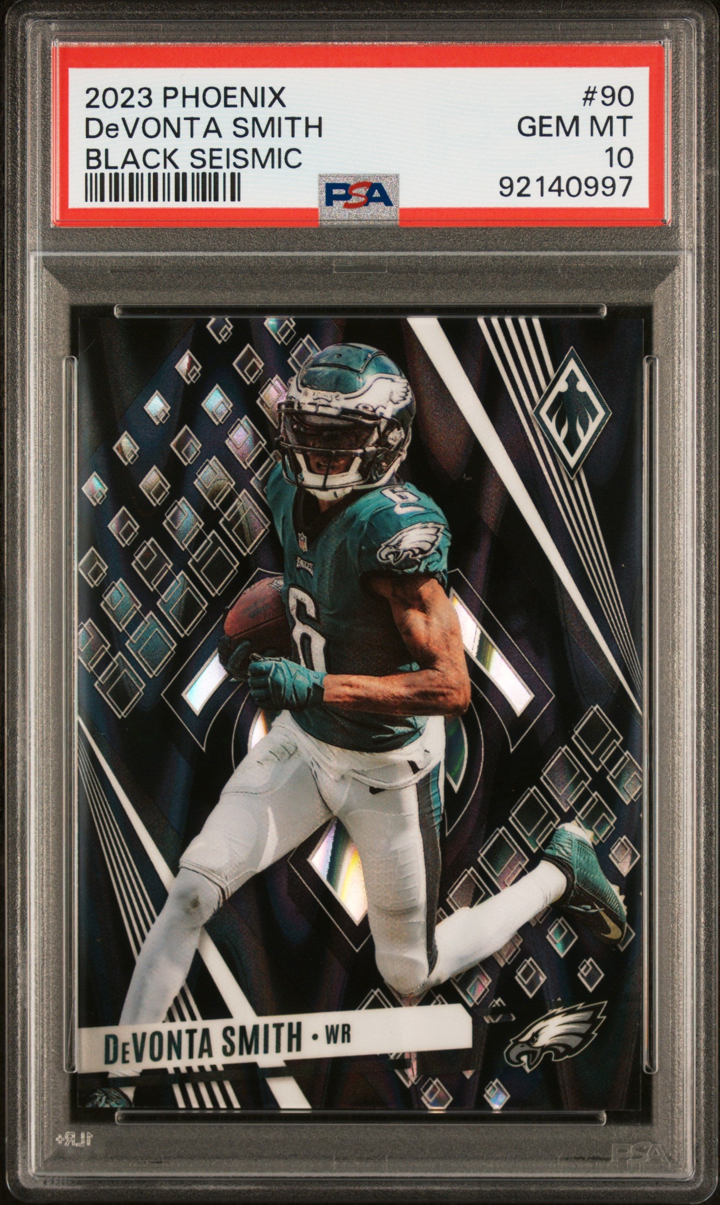 2023 Panini Phoenix Black Seismic Devonta Smith #90 /10 PSA 10